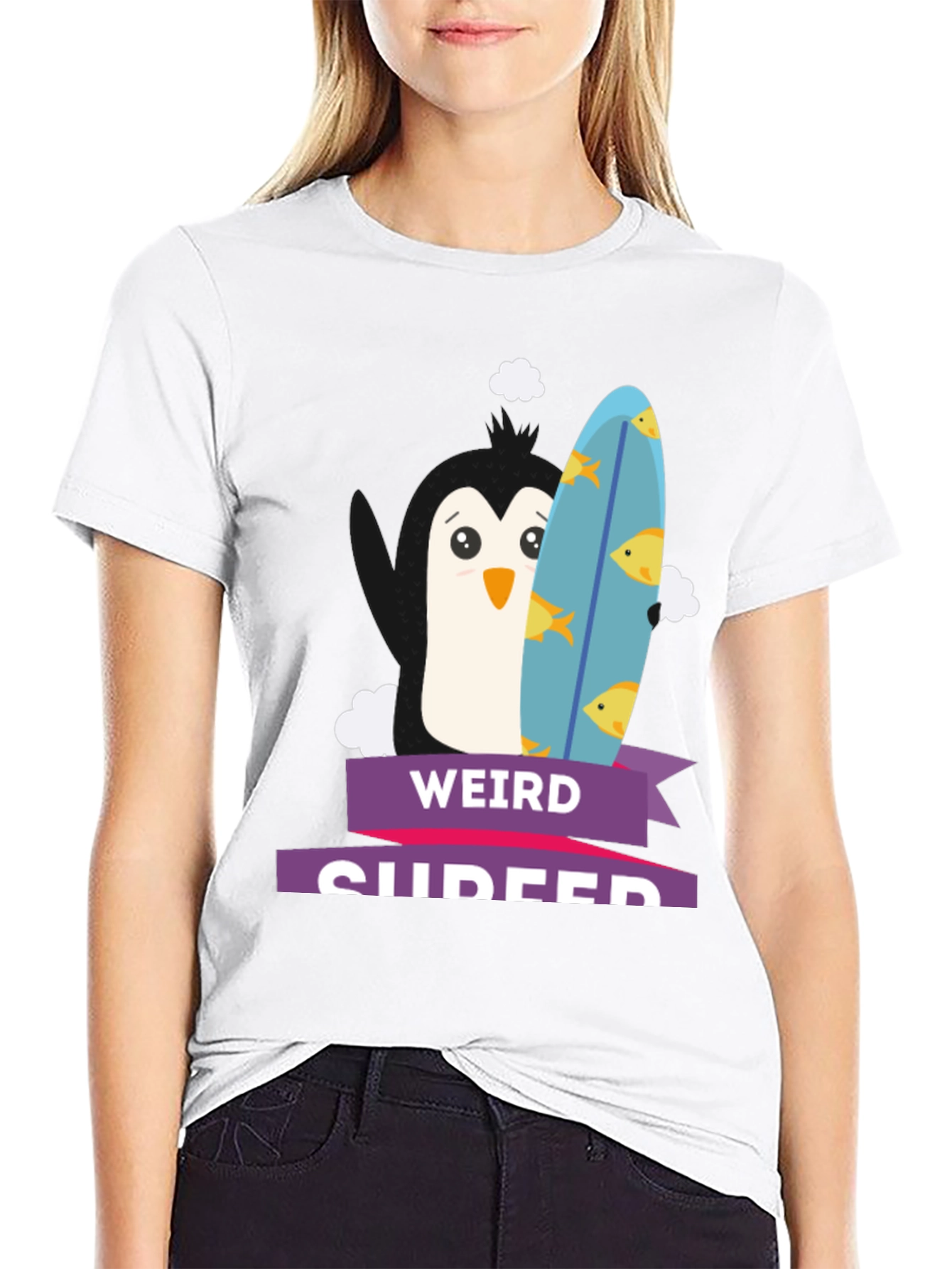 Weird Surfer Penguin Graphic Tee