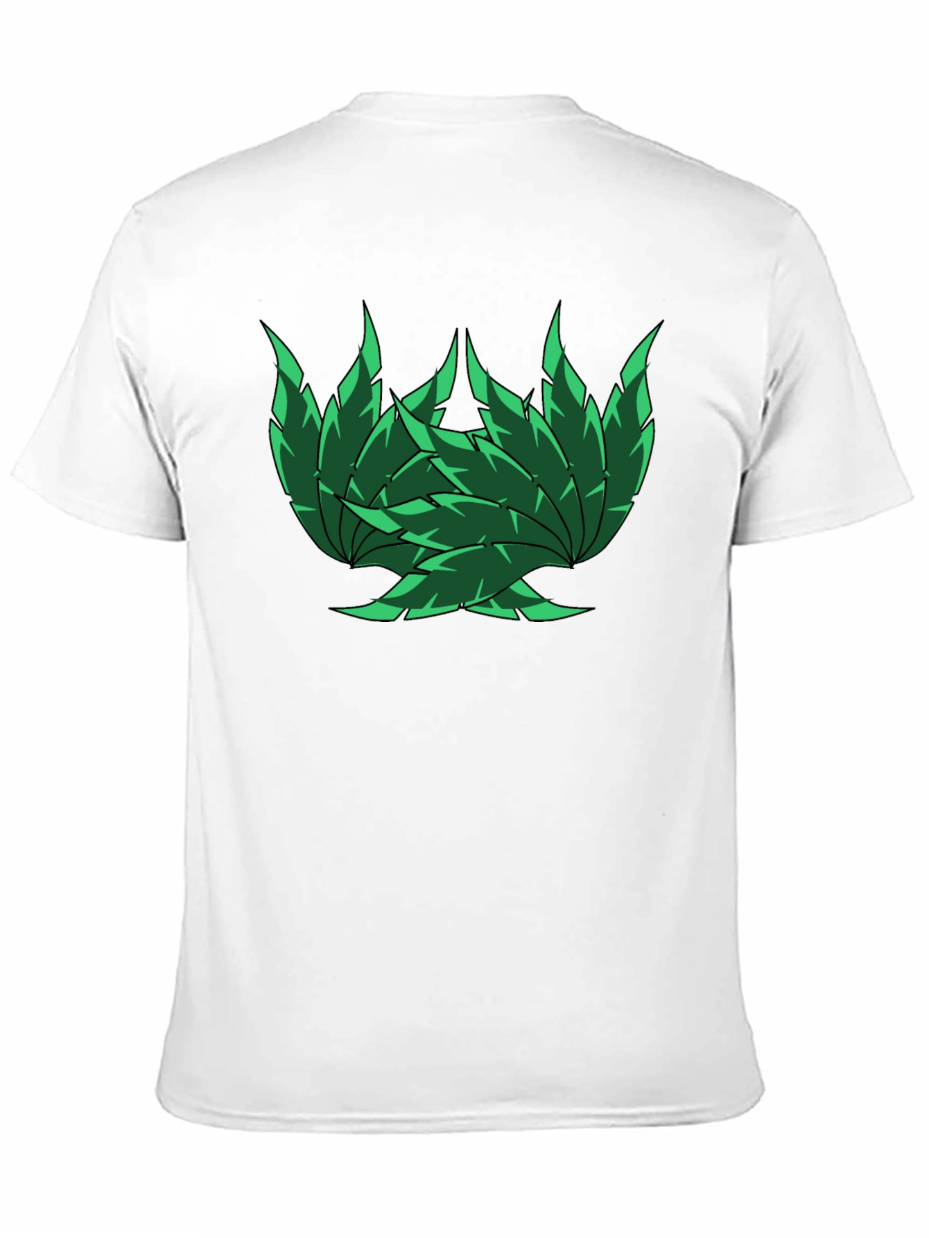 Green Leaf Design Black T-Shirt