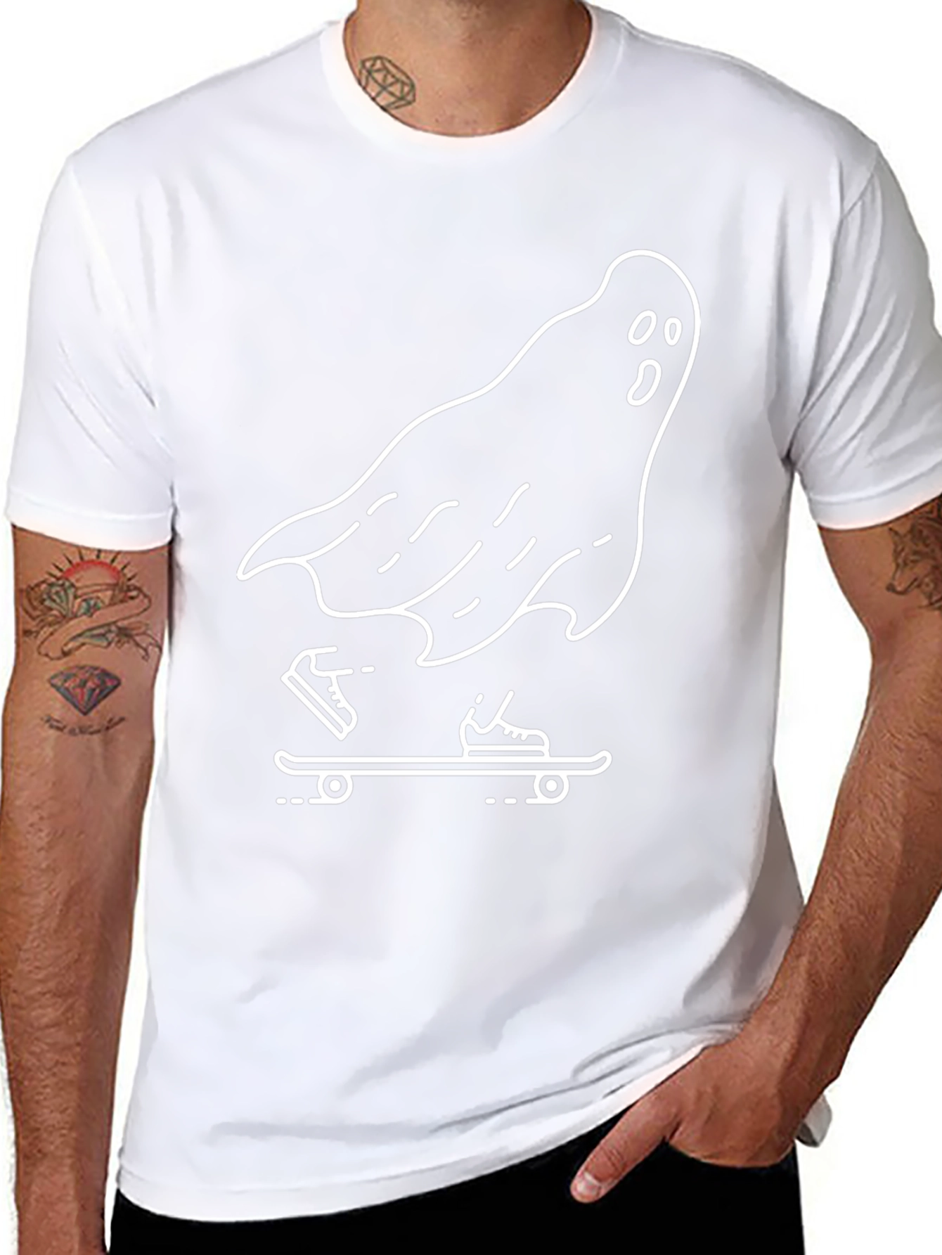 Ghost Skateboarder Graphic Tee - Black