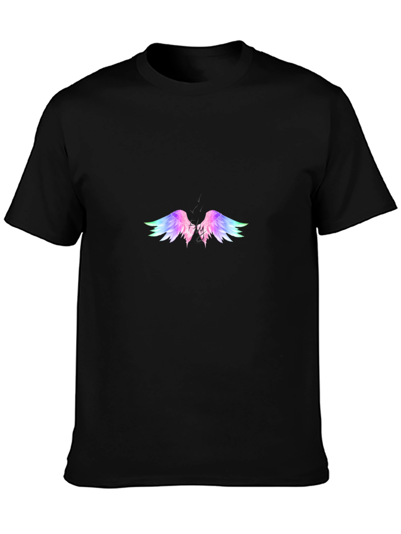 Rainbow Wings Graphic Black T-Shirt