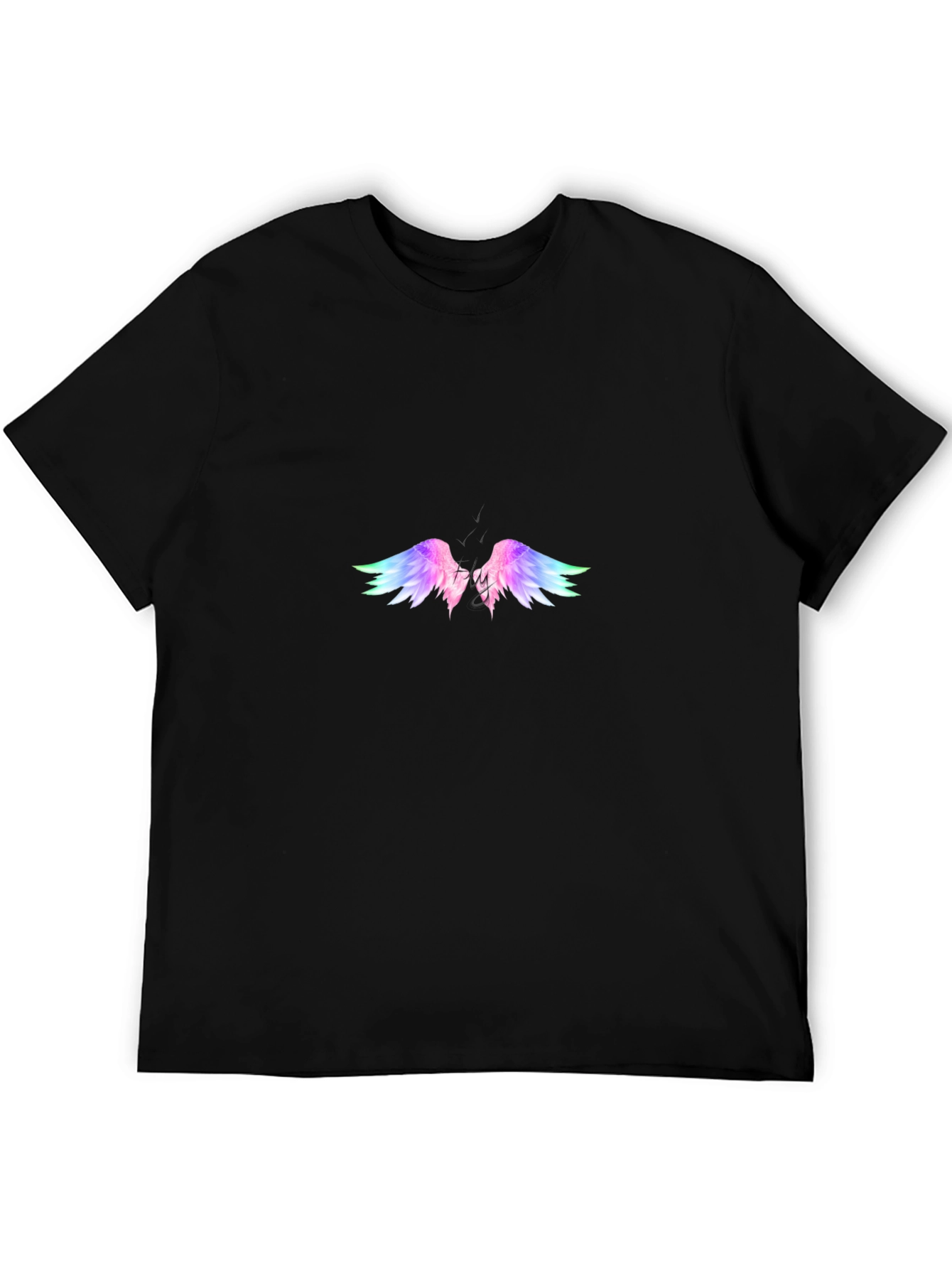 Rainbow Wings Graphic Black T-Shirt