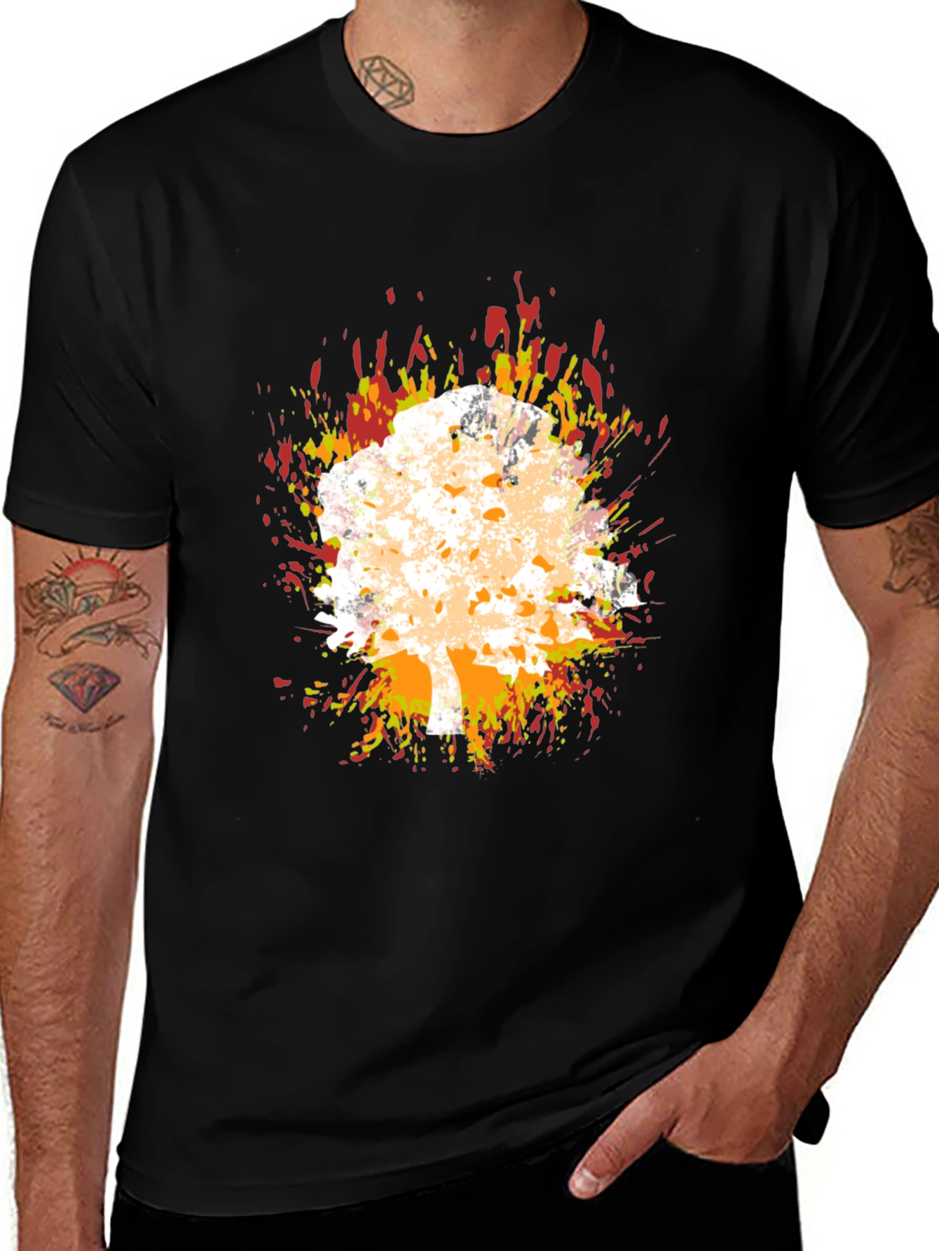 Fiery Tree Graphic Tee - Abstract Design