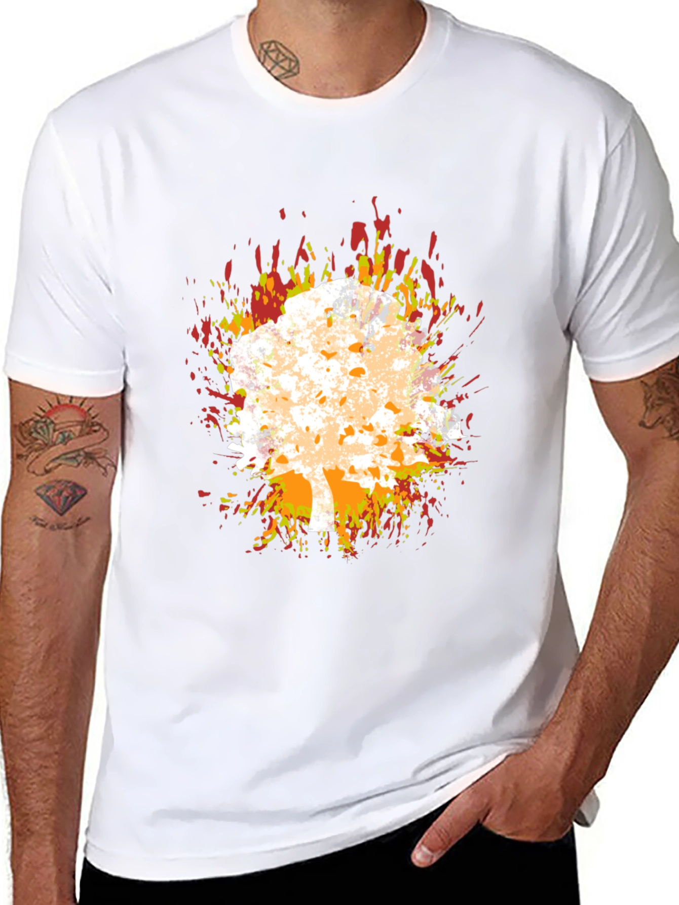Fiery Tree Graphic Tee - Abstract Design