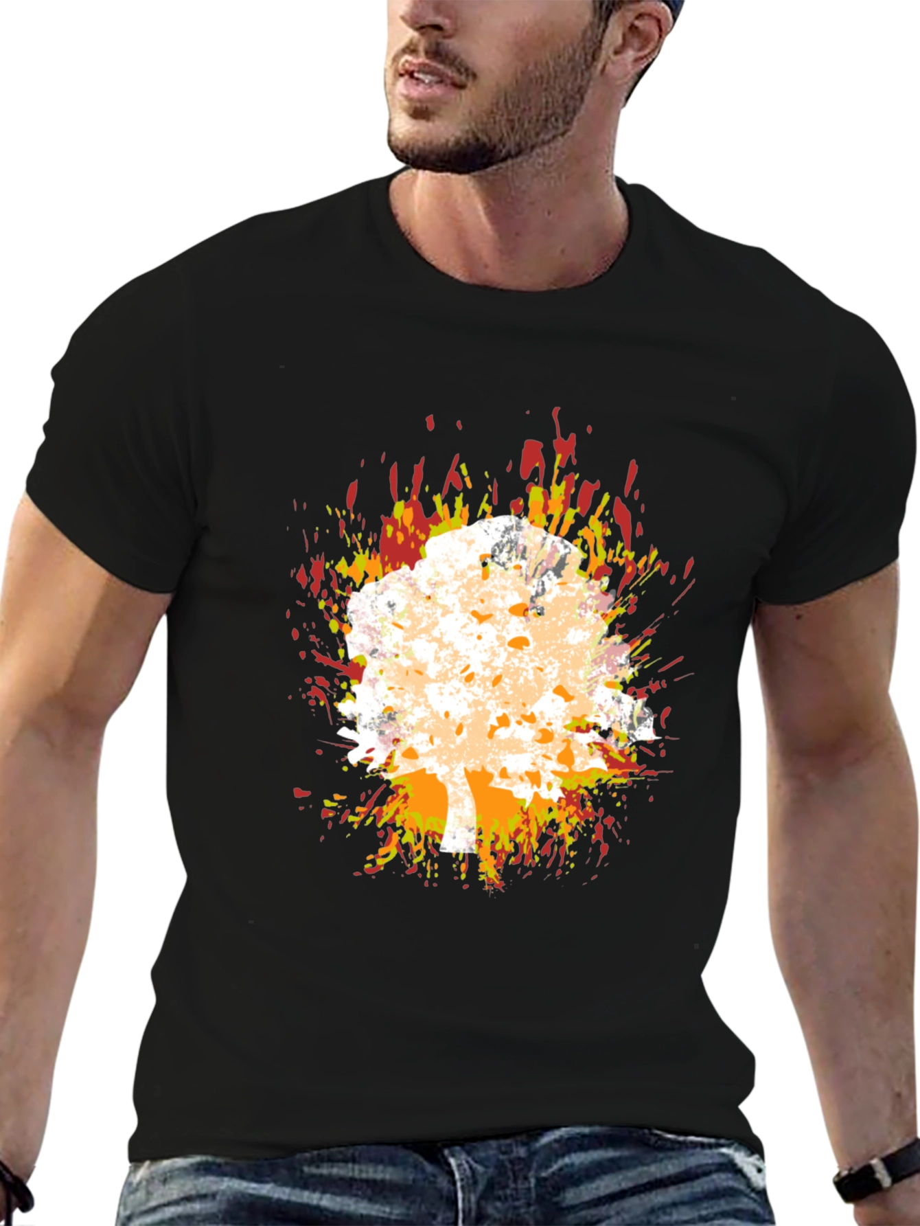Fiery Tree Graphic Tee - Abstract Design