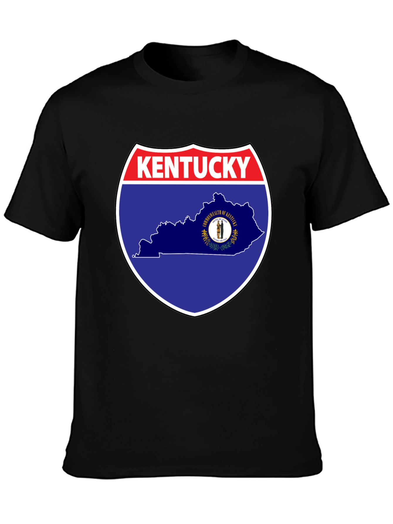 Kentucky State Map Graphic Tee - Black