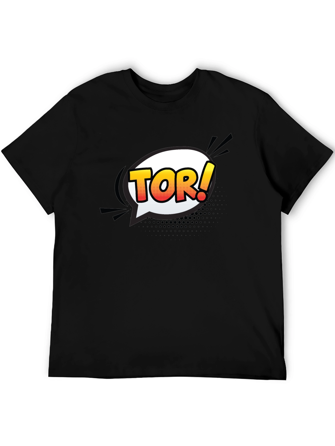 Mens Black T-Shirt with Comic Tor! Design