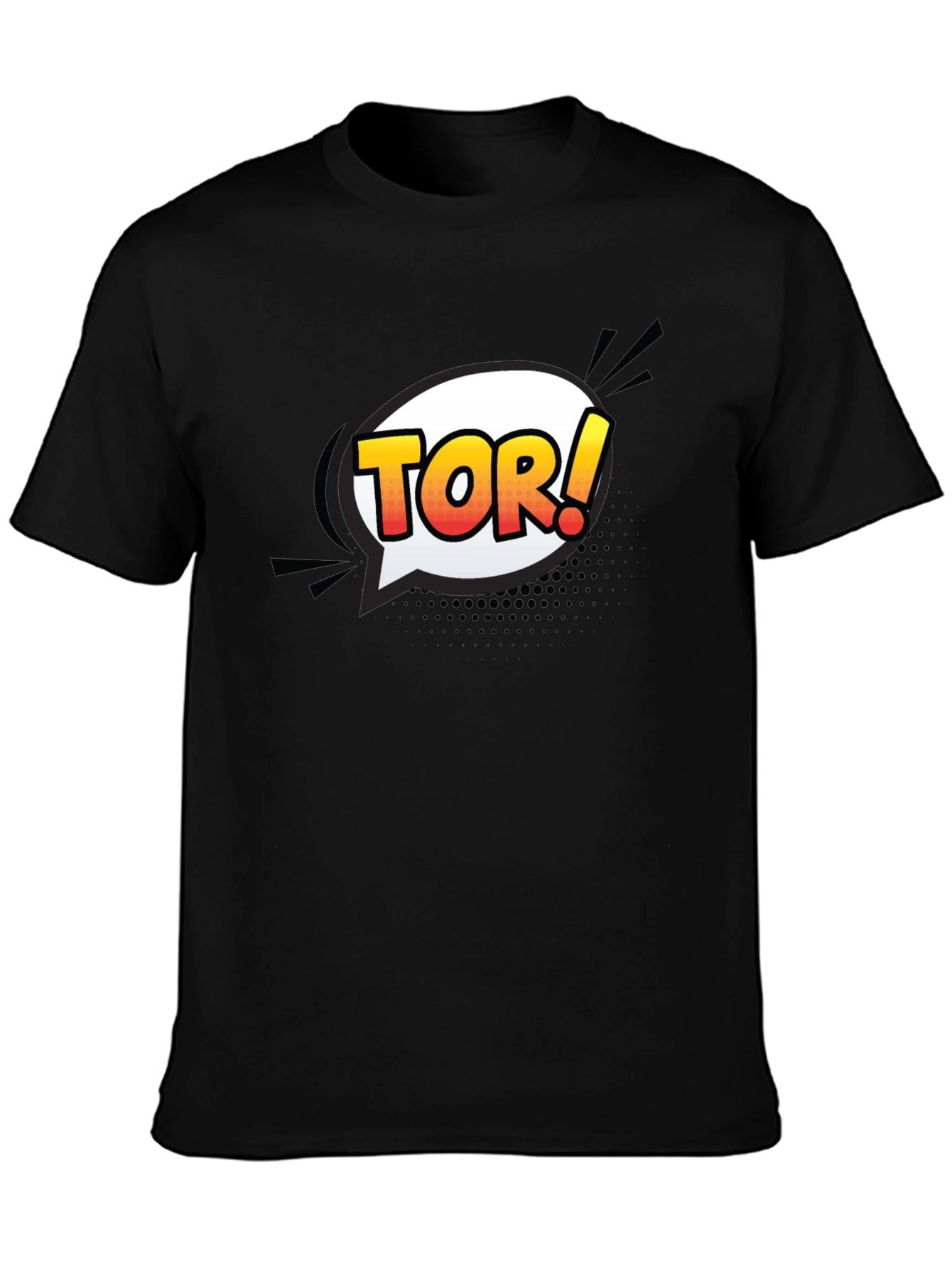 Mens Black T-Shirt with Comic Tor! Design