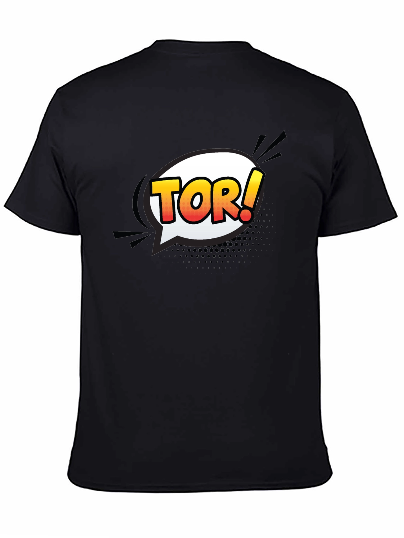 Mens Black T-Shirt with Comic Tor! Design