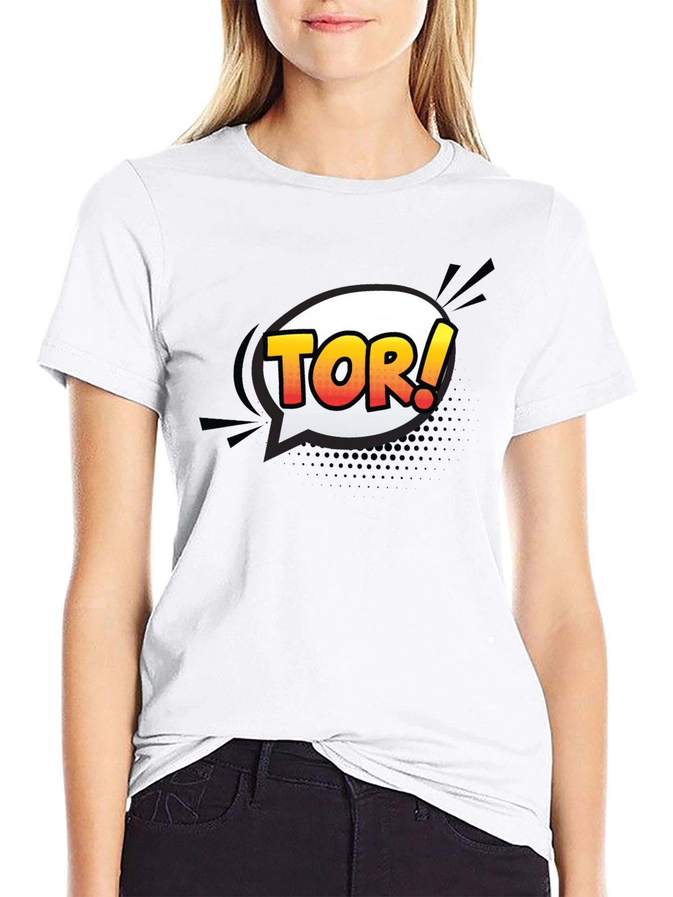 Mens Black T-Shirt with Comic Tor! Design