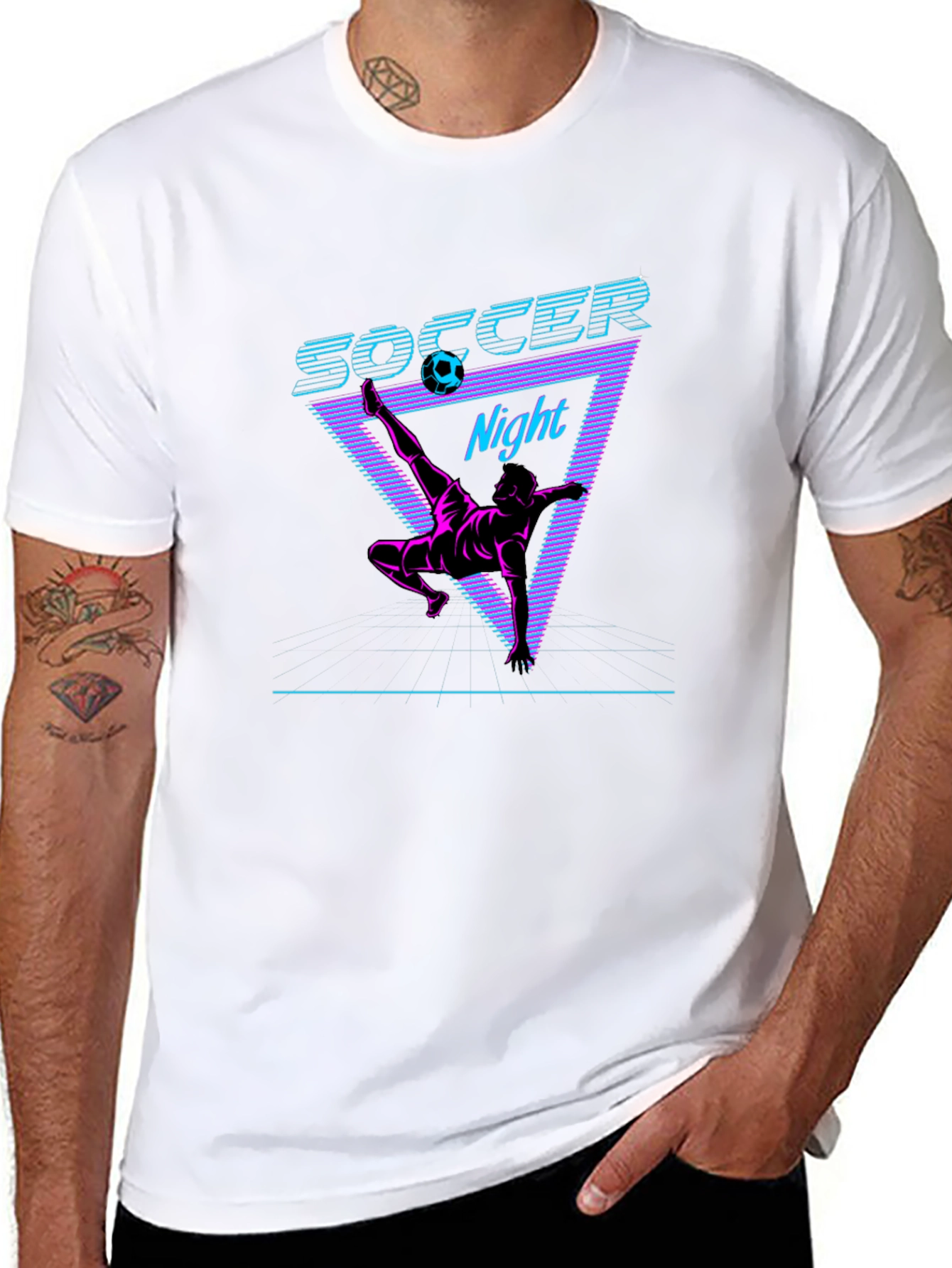 Retro Soccer Night Graphic Tee - Black