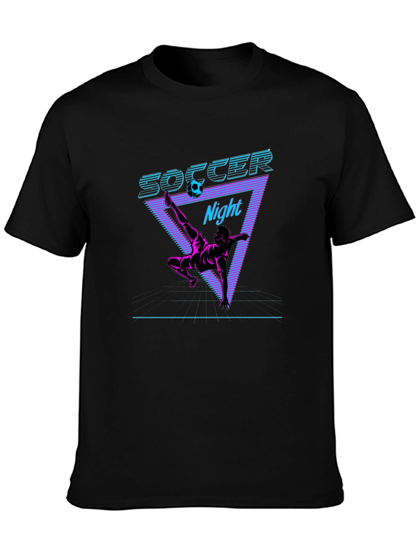 Retro Soccer Night Graphic Tee - Black