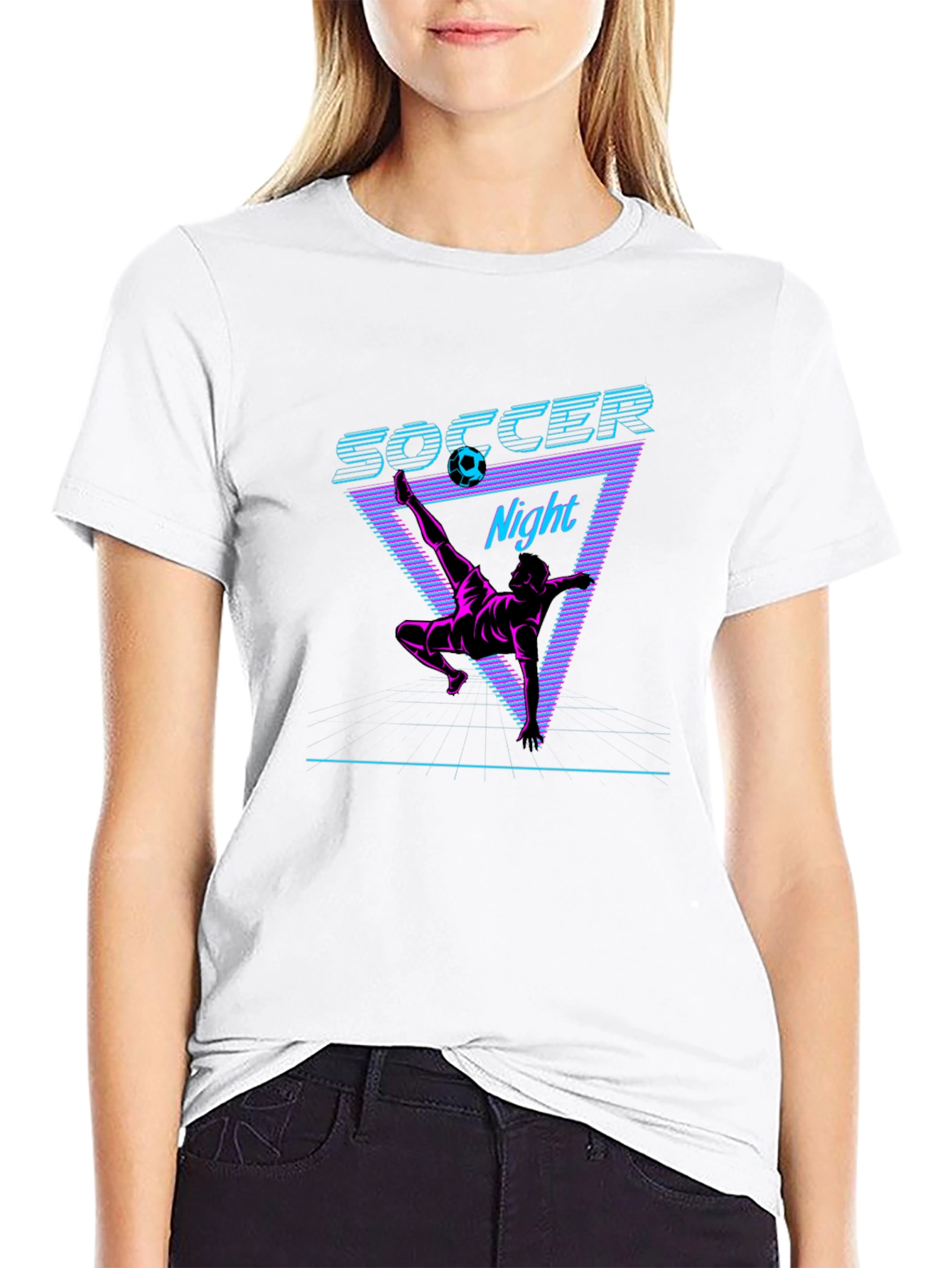 Retro Soccer Night Graphic Tee - Black