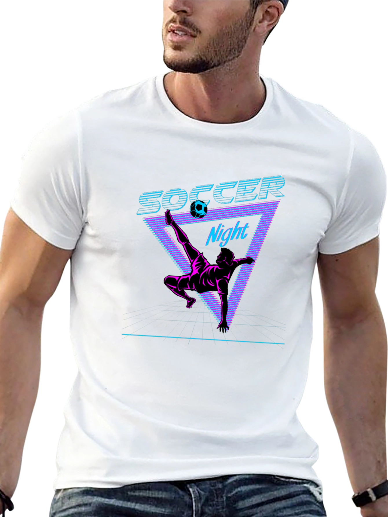 Retro Soccer Night Graphic Tee - Black