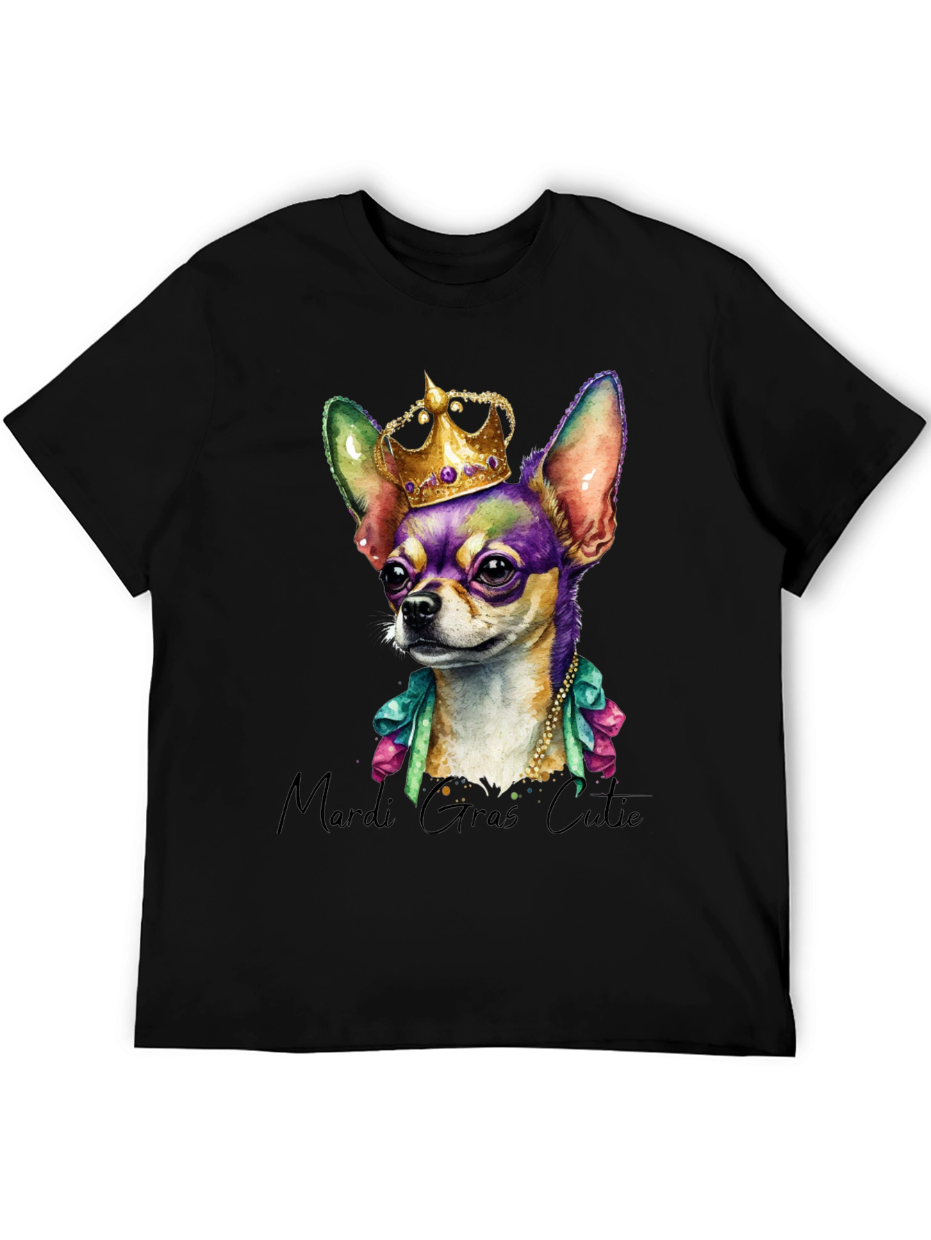 Mardi Gras Chihuahua Tee - Crowned Cutie
