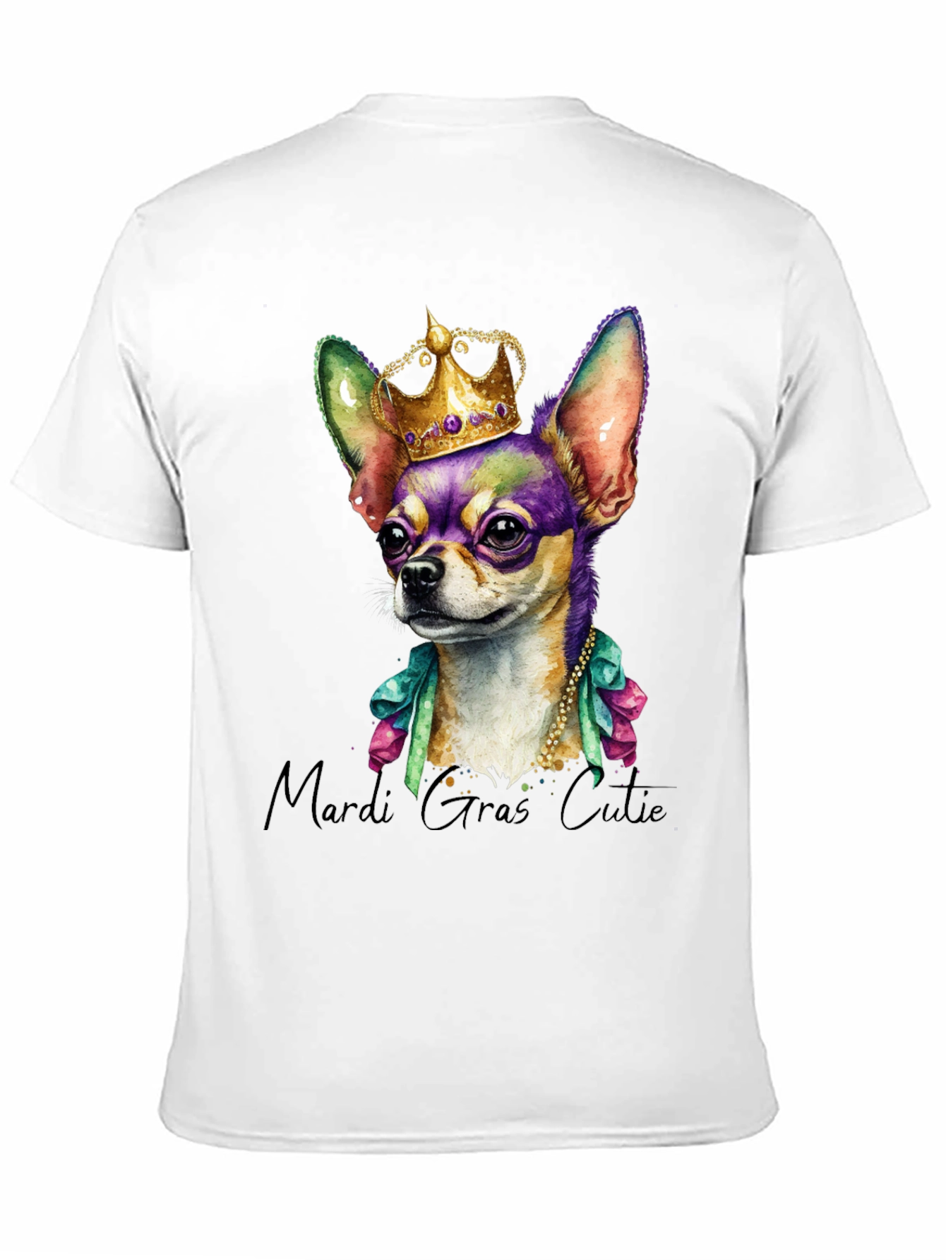 Mardi Gras Chihuahua Tee - Crowned Cutie