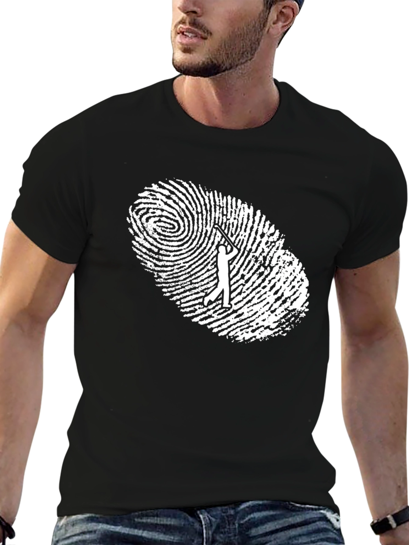 Golf Fingerprint T-Shirt - Unique Golfer Gift Tee