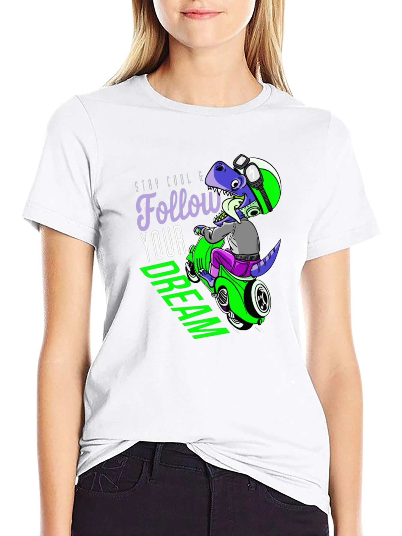 Cool Dino Scooter Graphic T-Shirt