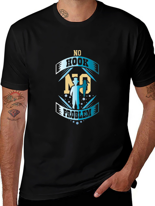 No Hook No Problem Fishing Graphic T-Shirt