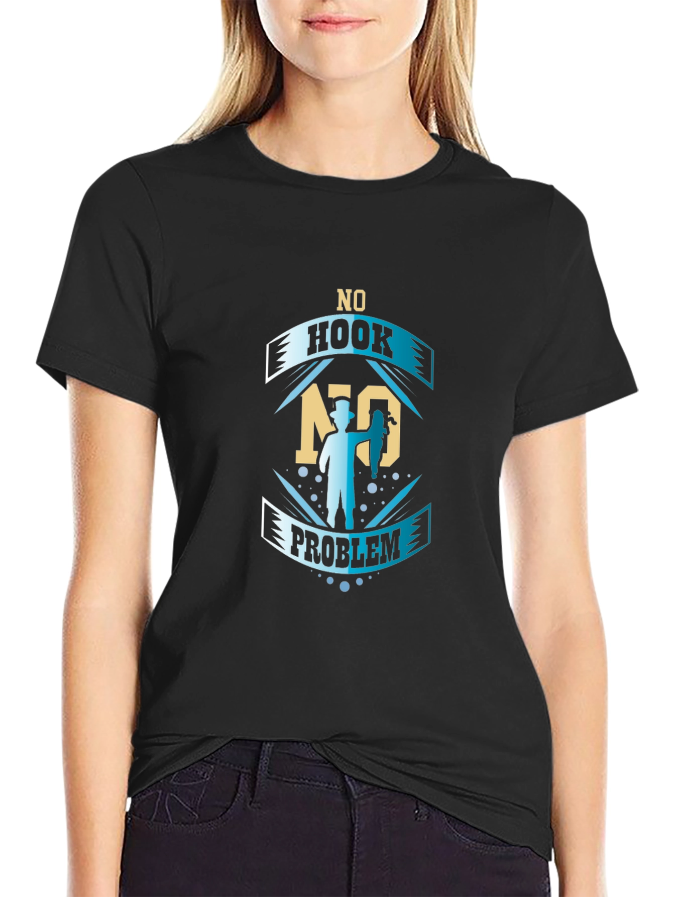 No Hook No Problem Fishing Graphic T-Shirt