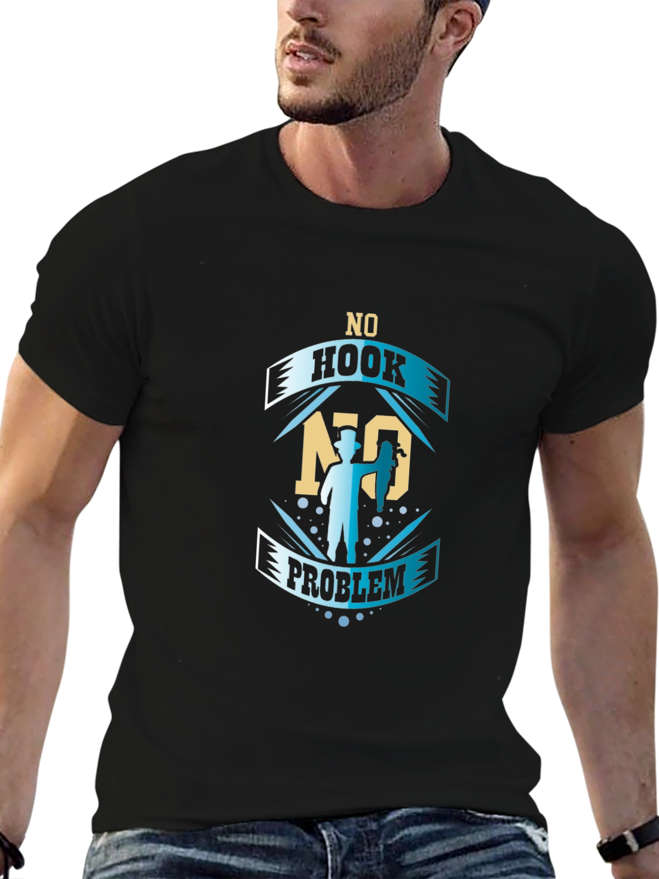 No Hook No Problem Fishing Graphic T-Shirt