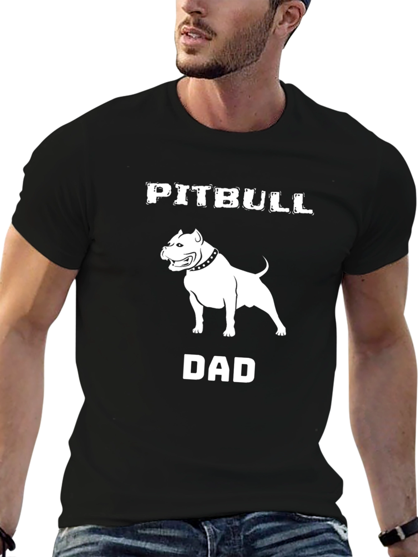 Pitbull Dad Graphic Tee - Black Cotton Blend