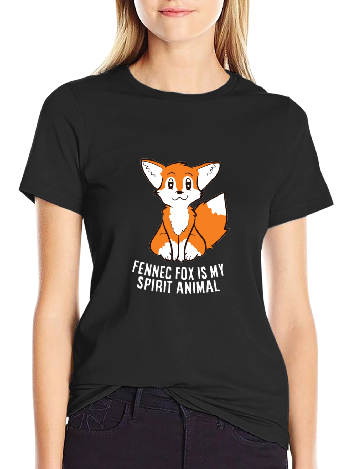 Fennec Fox Spirit Animal Graphic Tee - Black