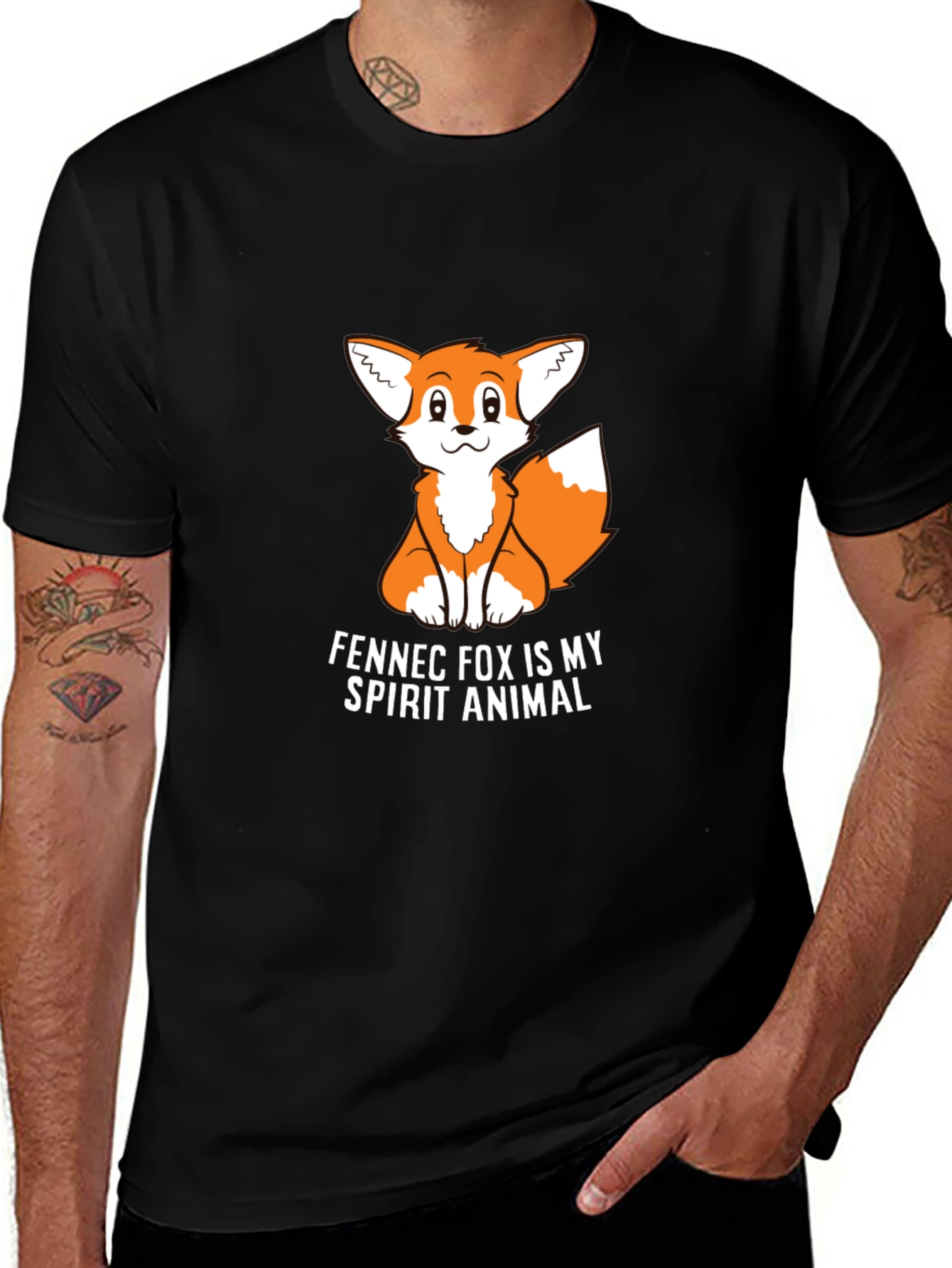Fennec Fox Spirit Animal Graphic Tee - Black