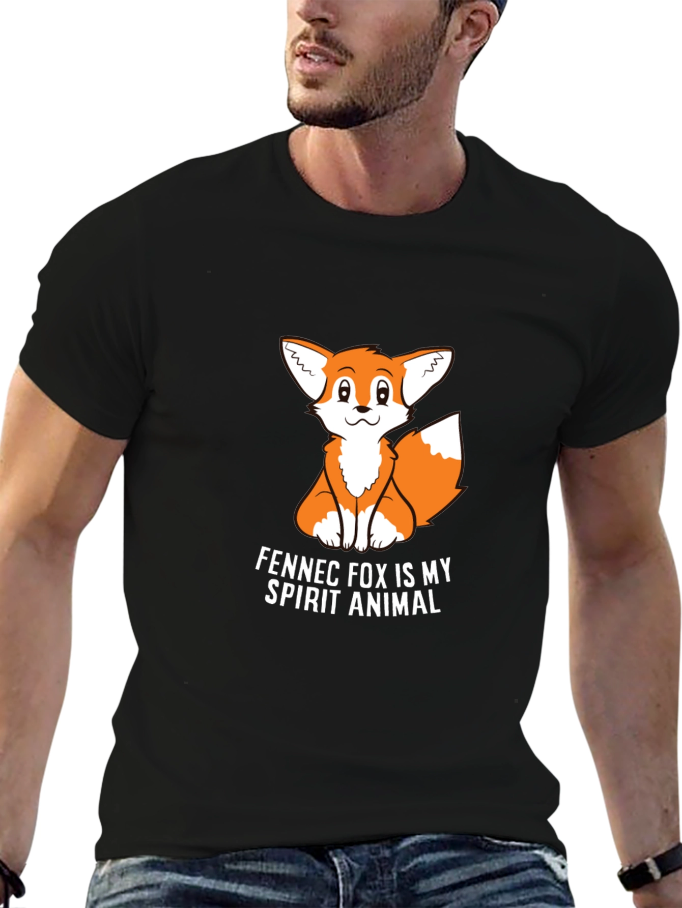 Fennec Fox Spirit Animal Graphic Tee - Black