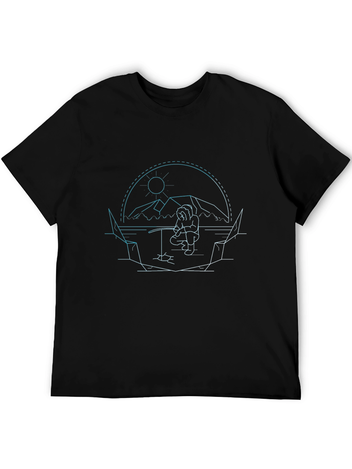 Line Art Ice Fishing T-Shirt