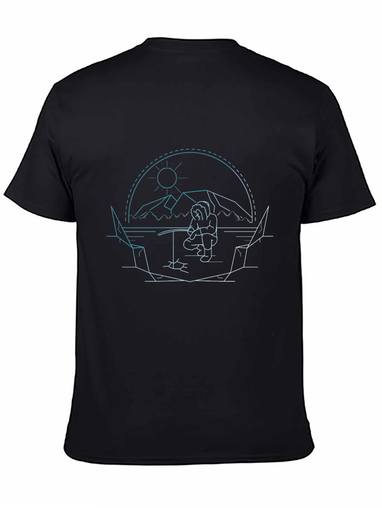Line Art Ice Fishing T-Shirt