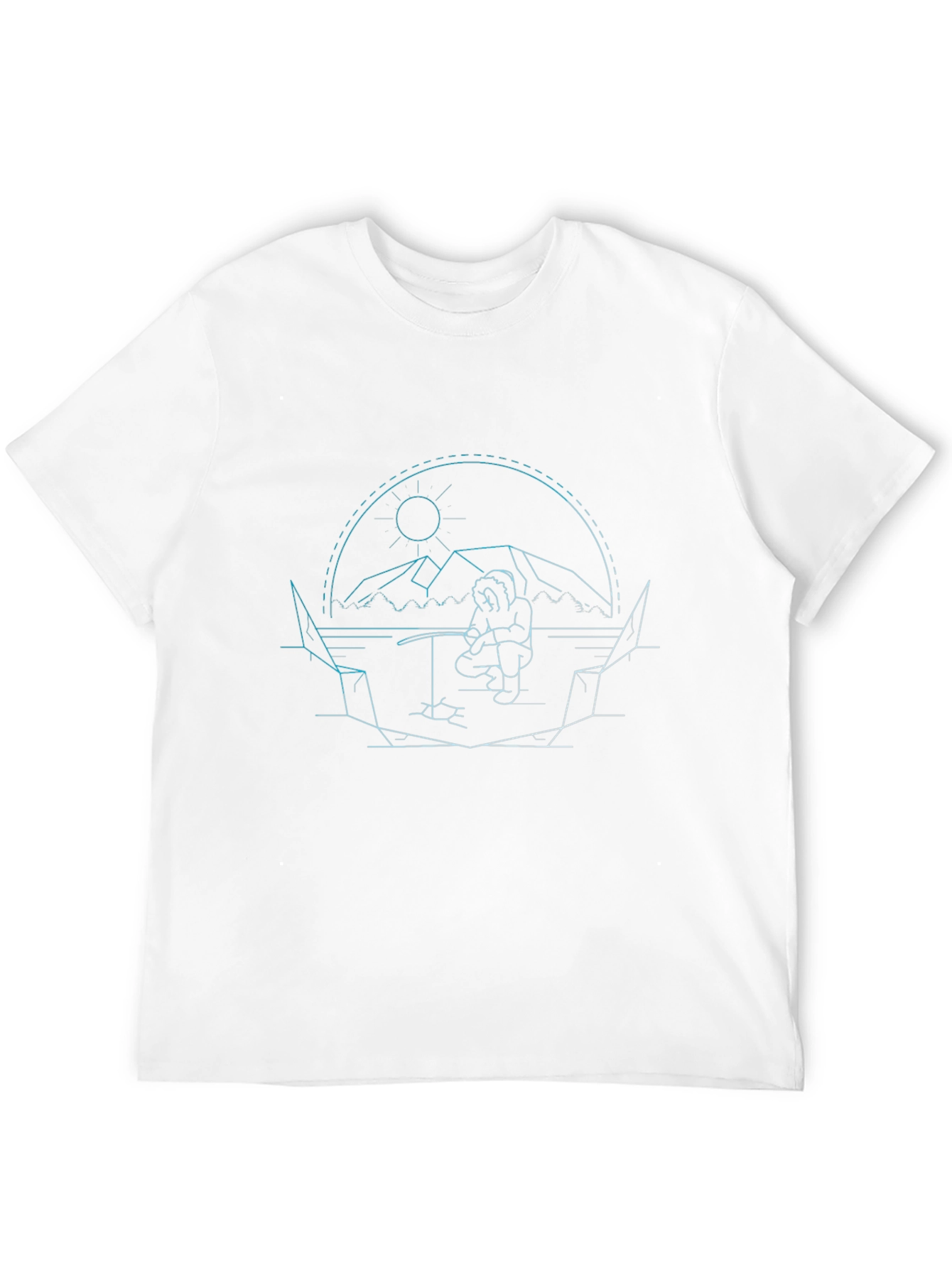 Line Art Ice Fishing T-Shirt