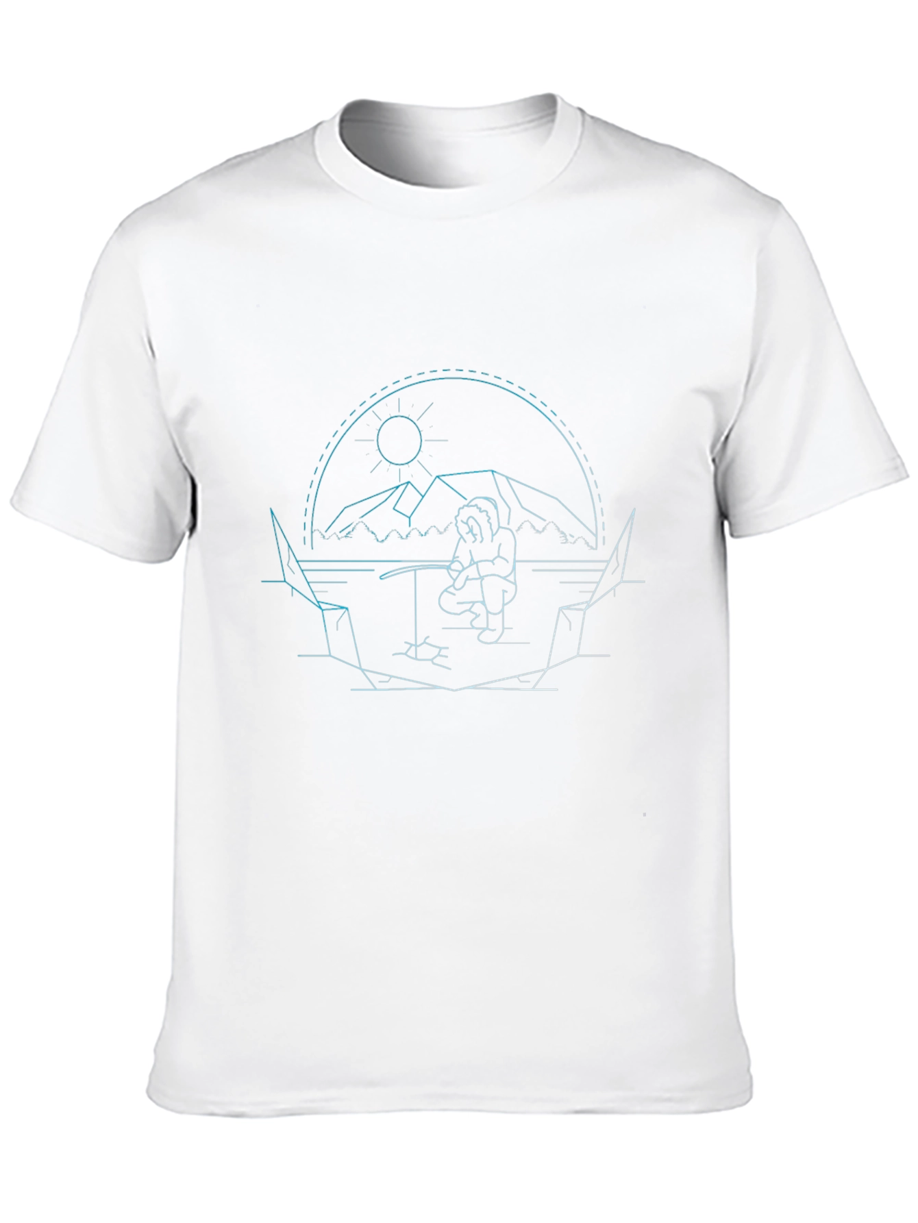Line Art Ice Fishing T-Shirt