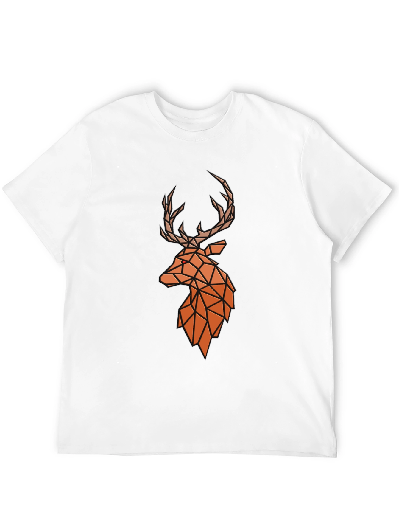 Geometric Deer Head Graphic Tee - Modern Style