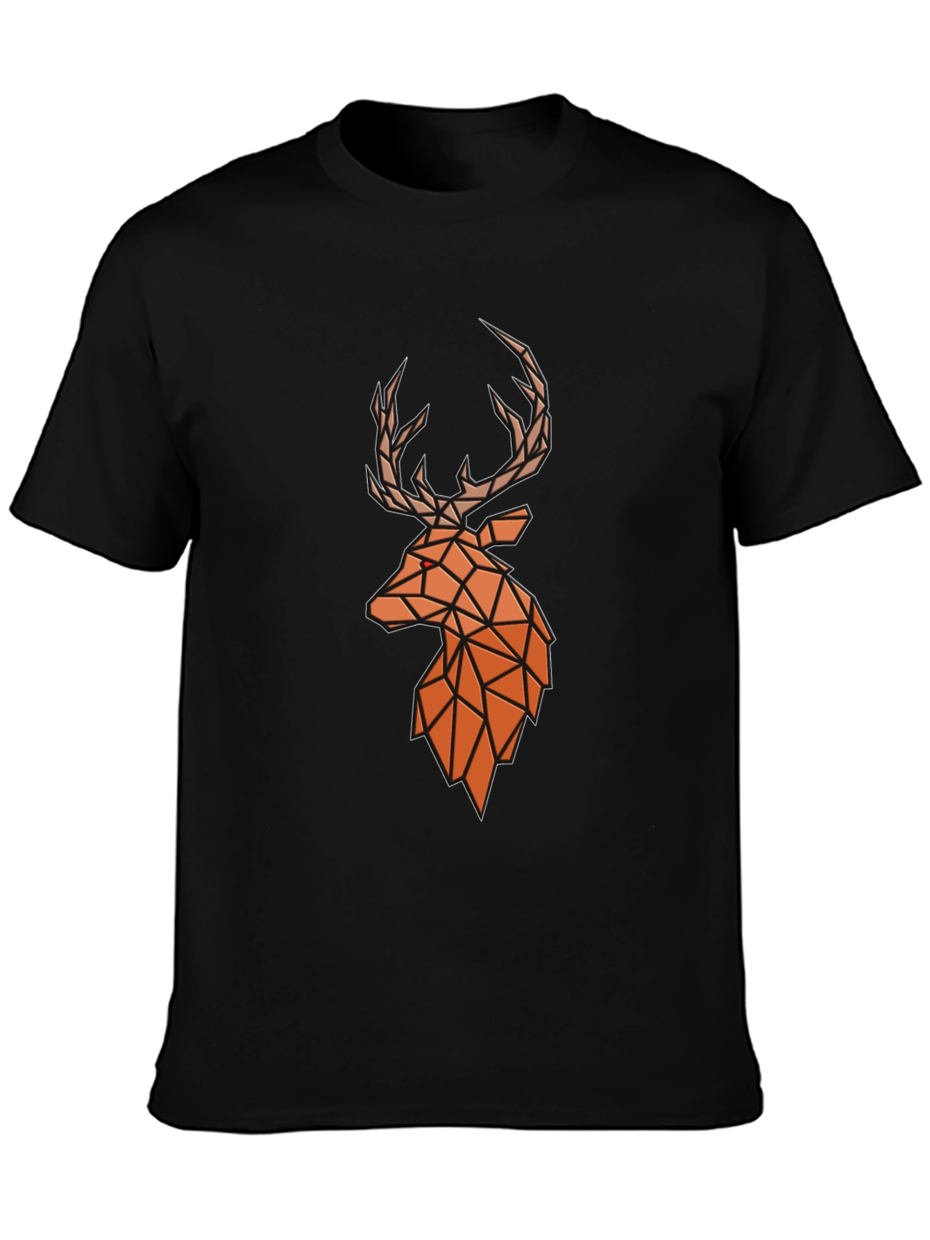 Geometric Deer Head Graphic Tee - Modern Style