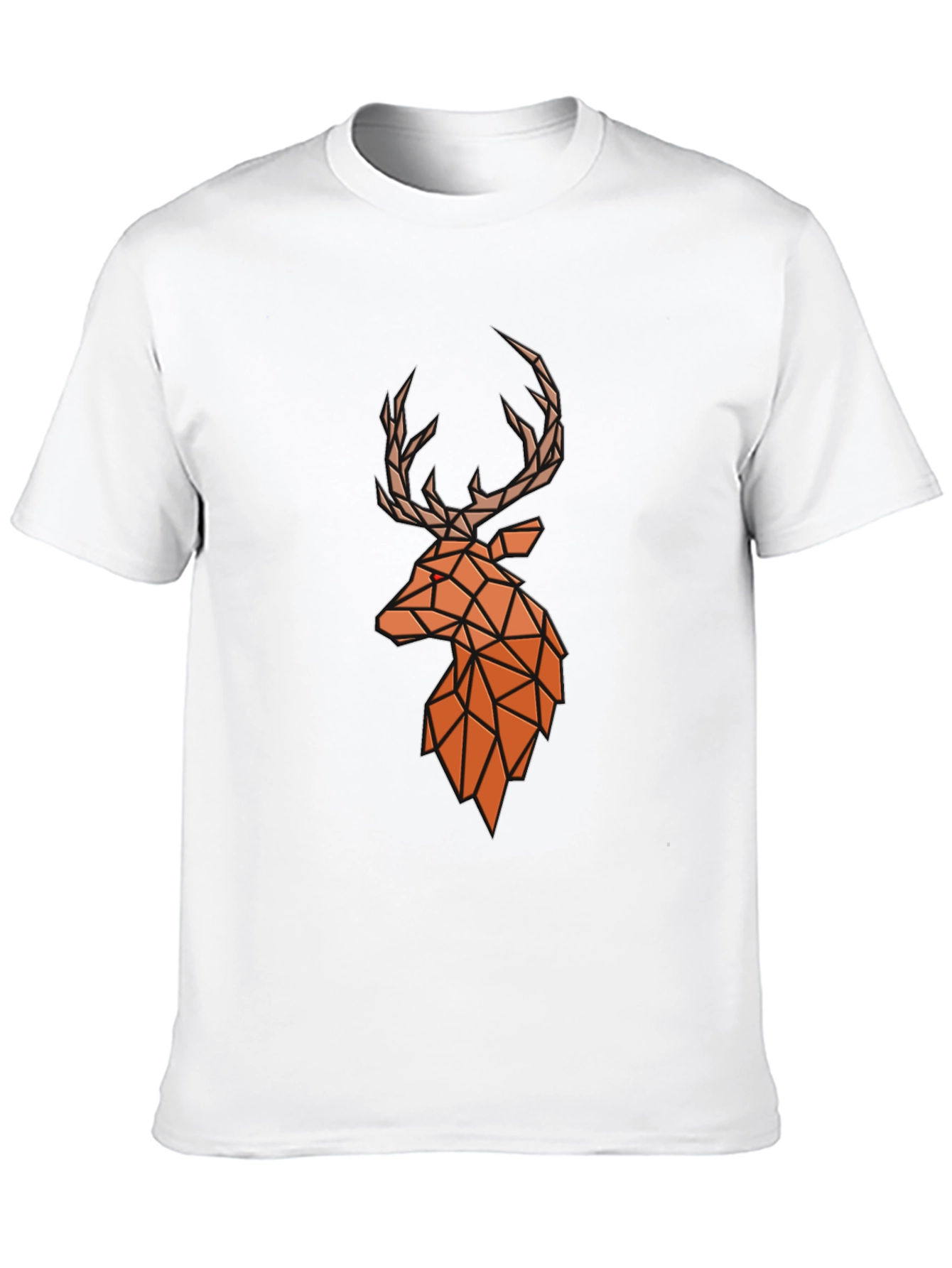 Geometric Deer Head Graphic Tee - Modern Style