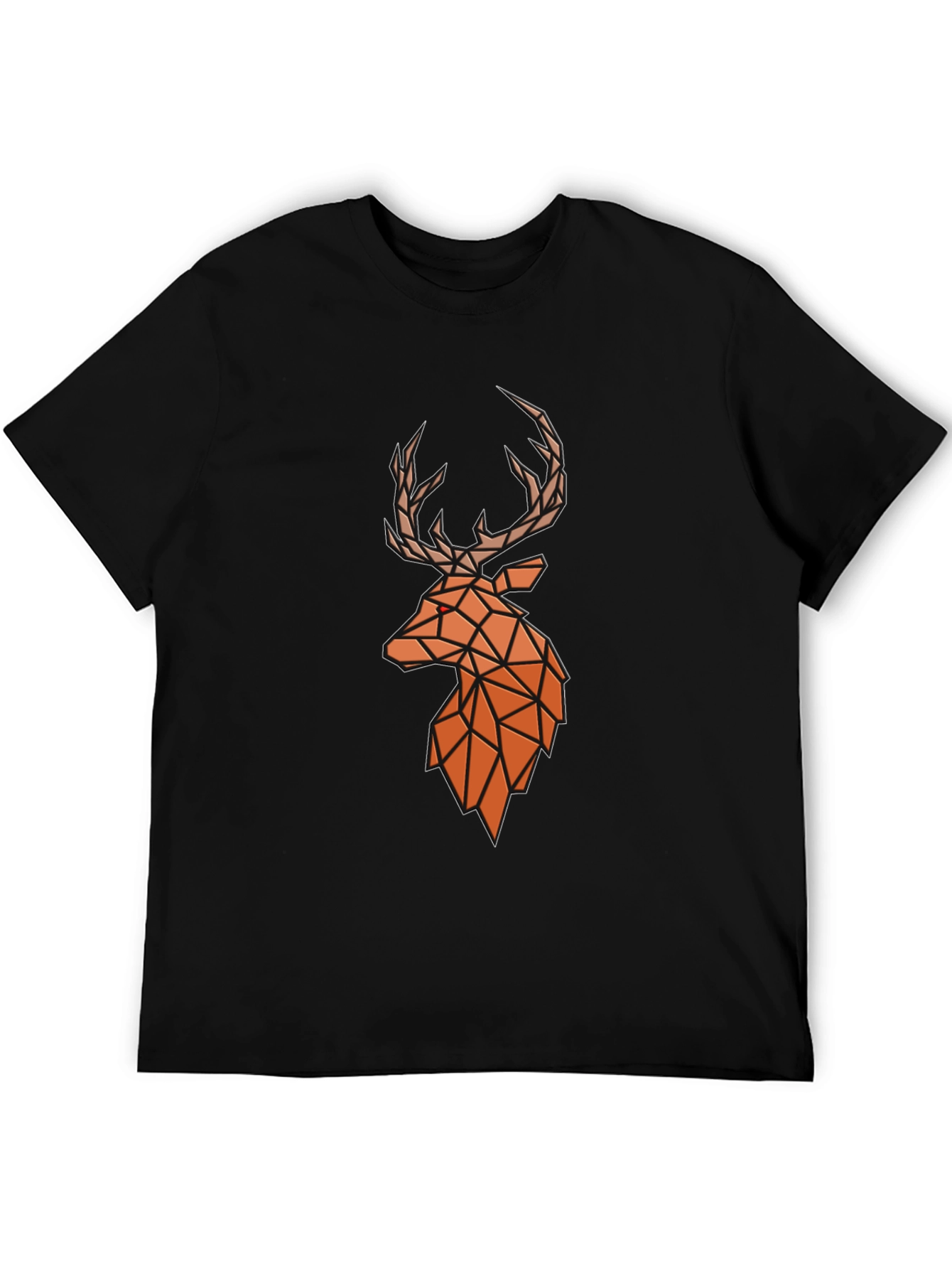 Geometric Deer Head Graphic Tee - Modern Style