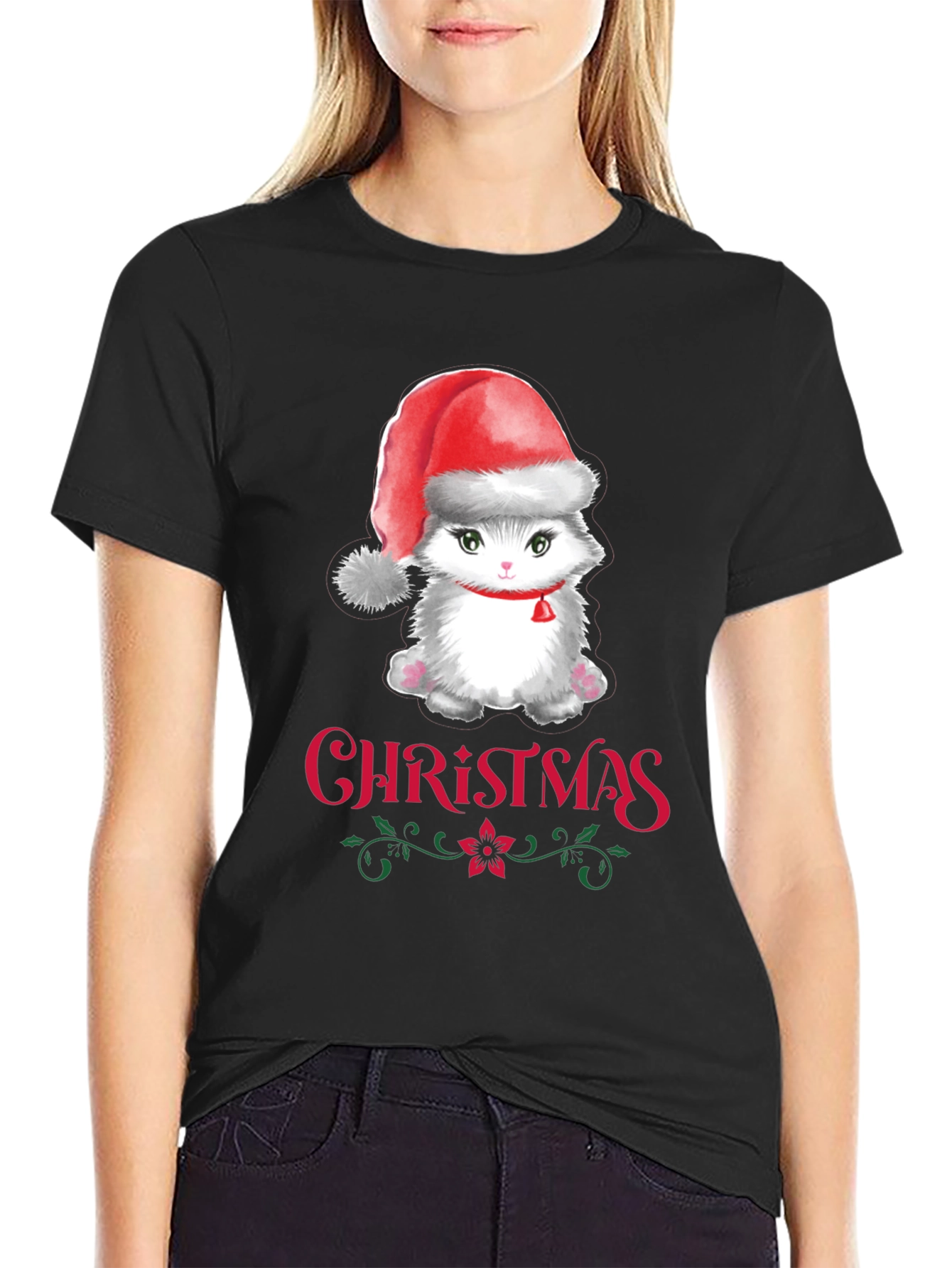 Christmas Cat T-Shirt Holiday Graphic Tee