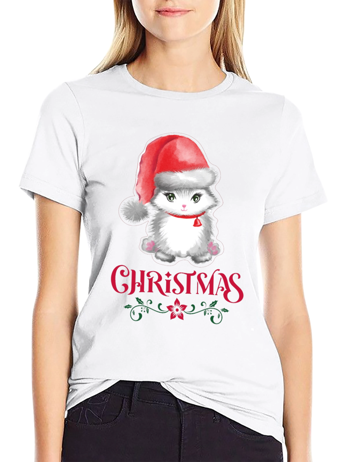 Christmas Cat T-Shirt Holiday Graphic Tee