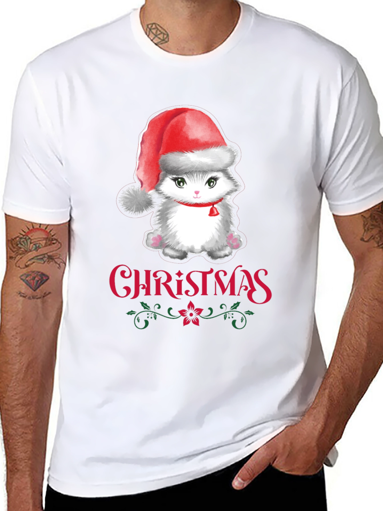 Christmas Cat T-Shirt Holiday Graphic Tee
