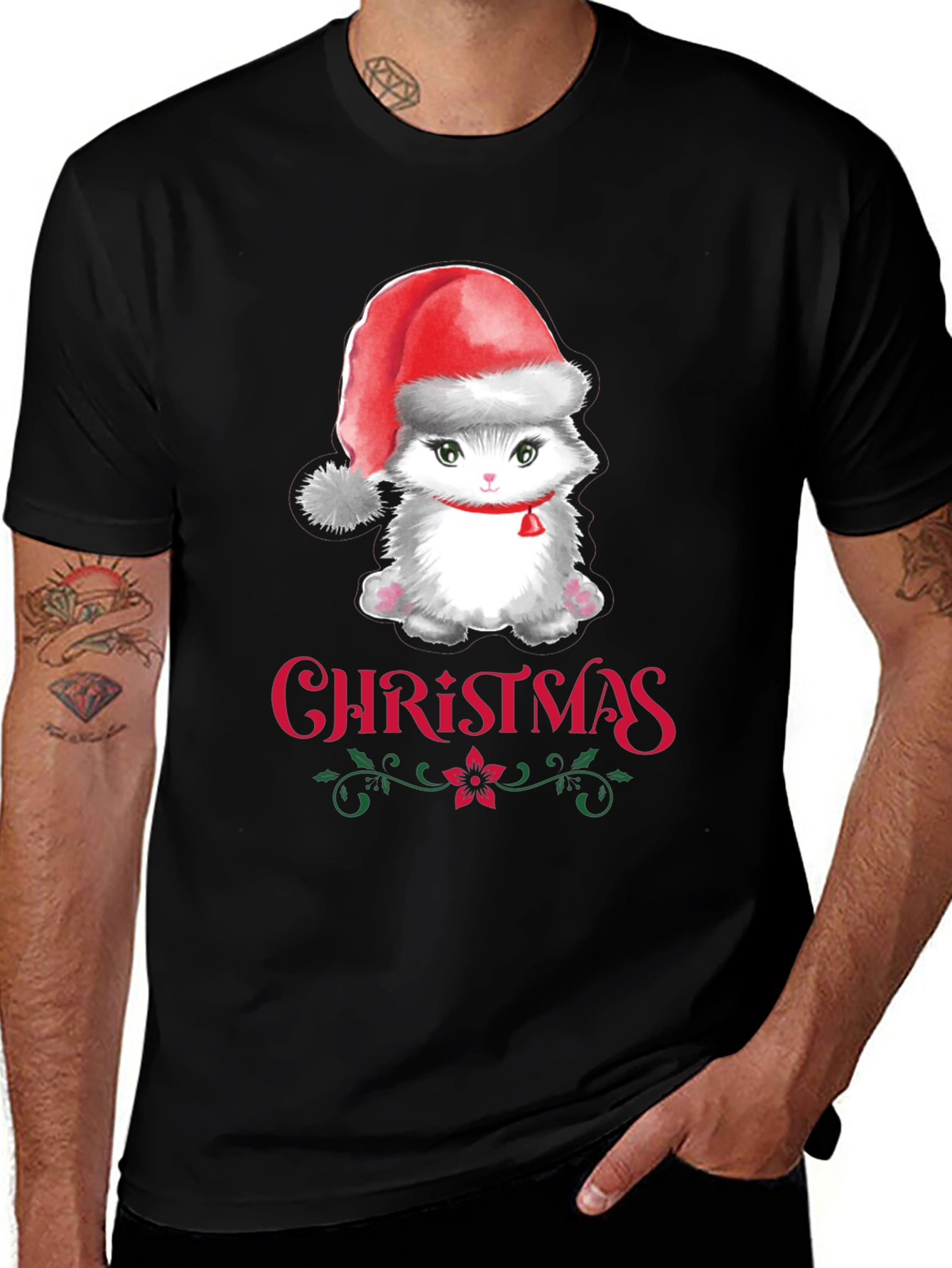 Christmas Cat T-Shirt Holiday Graphic Tee