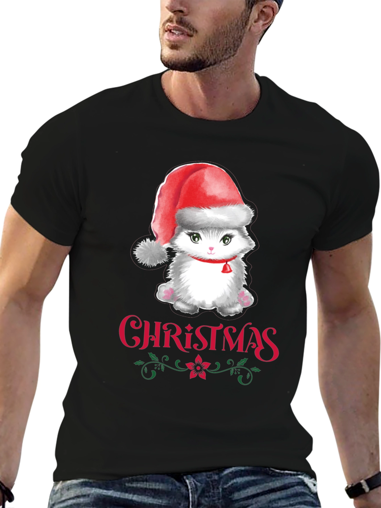 Christmas Cat T-Shirt Holiday Graphic Tee