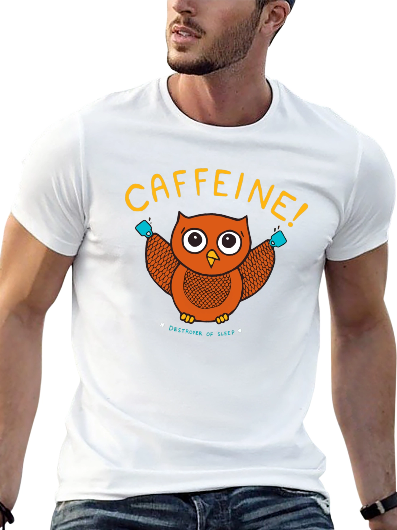 Caffeine Owl Graphic T-Shirt - Destroyer of Sleep