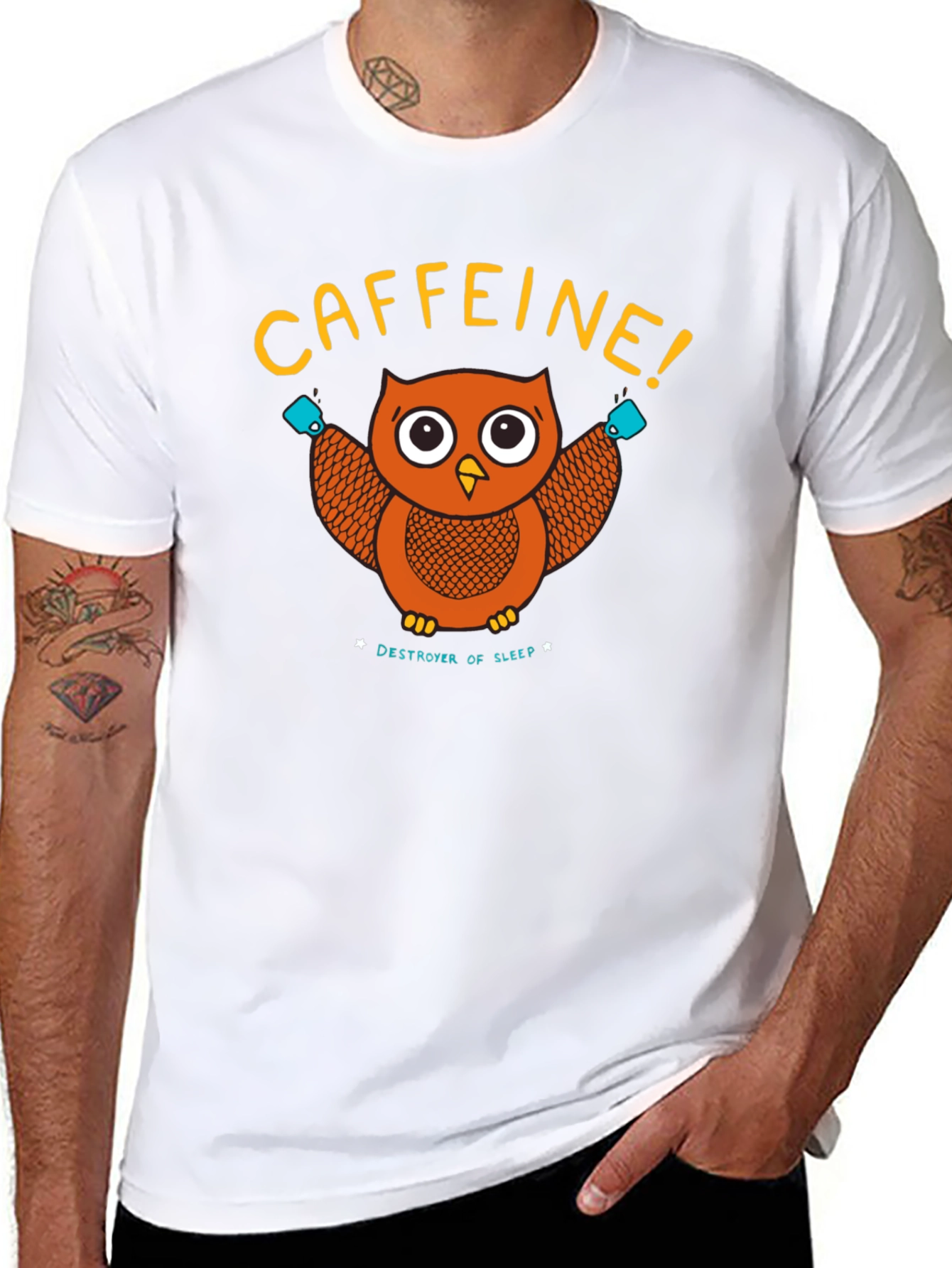 Caffeine Owl Graphic T-Shirt - Destroyer of Sleep