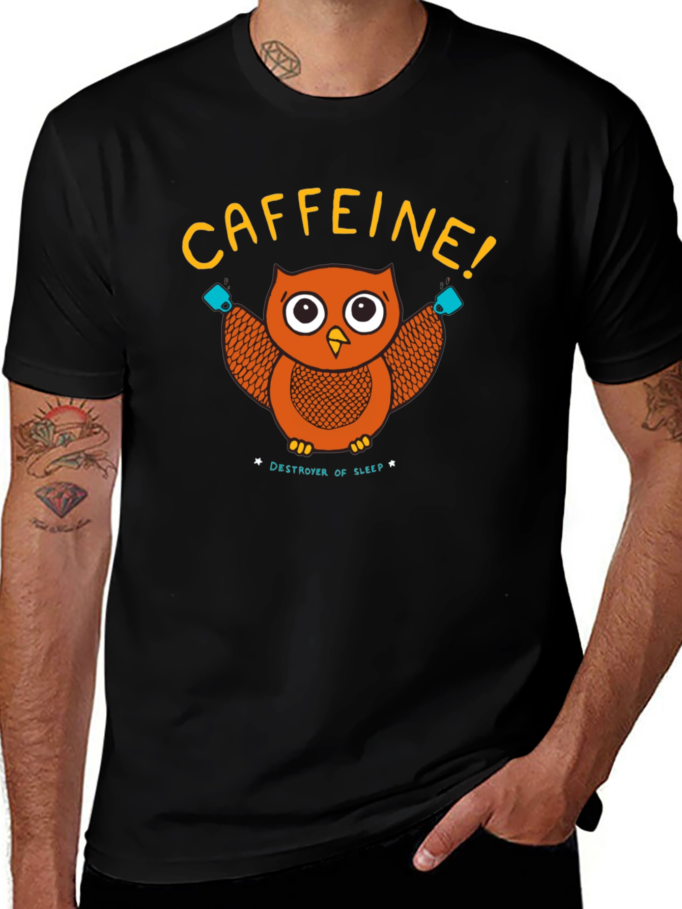 Caffeine Owl Graphic T-Shirt - Destroyer of Sleep