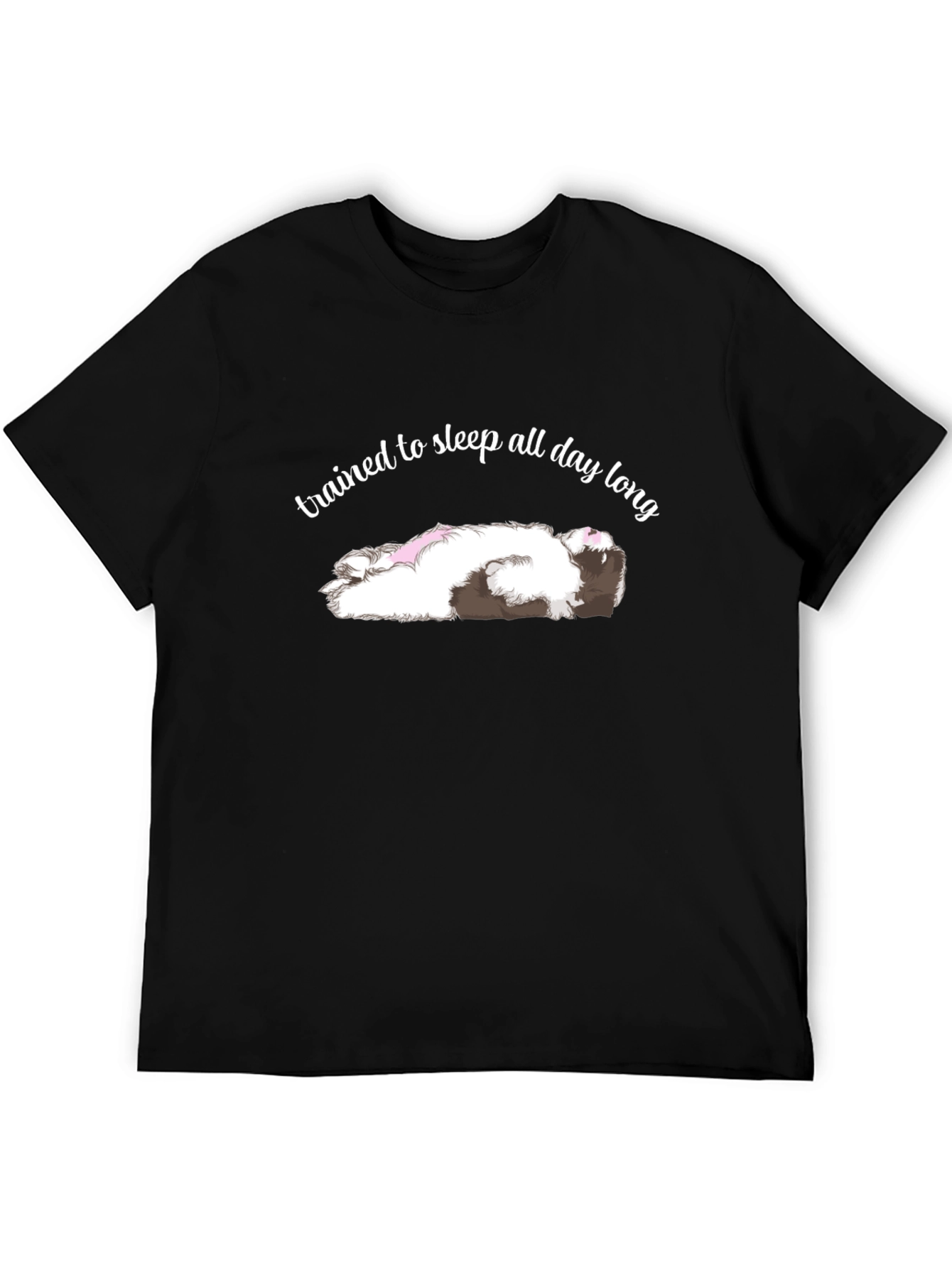 Trained to Sleep All Day Long Black T-Shirt