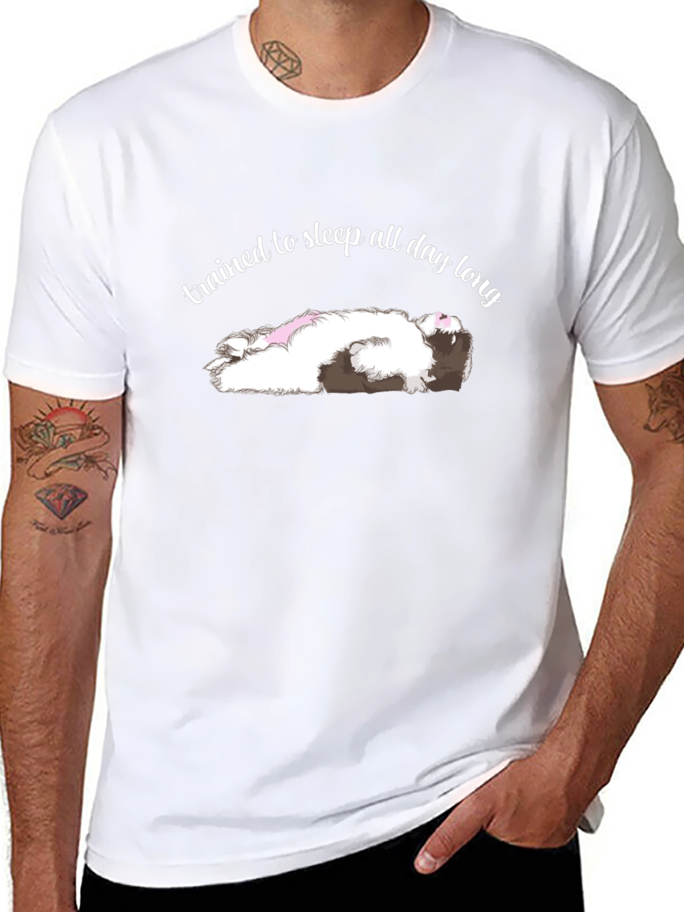 Trained to Sleep All Day Long Black T-Shirt