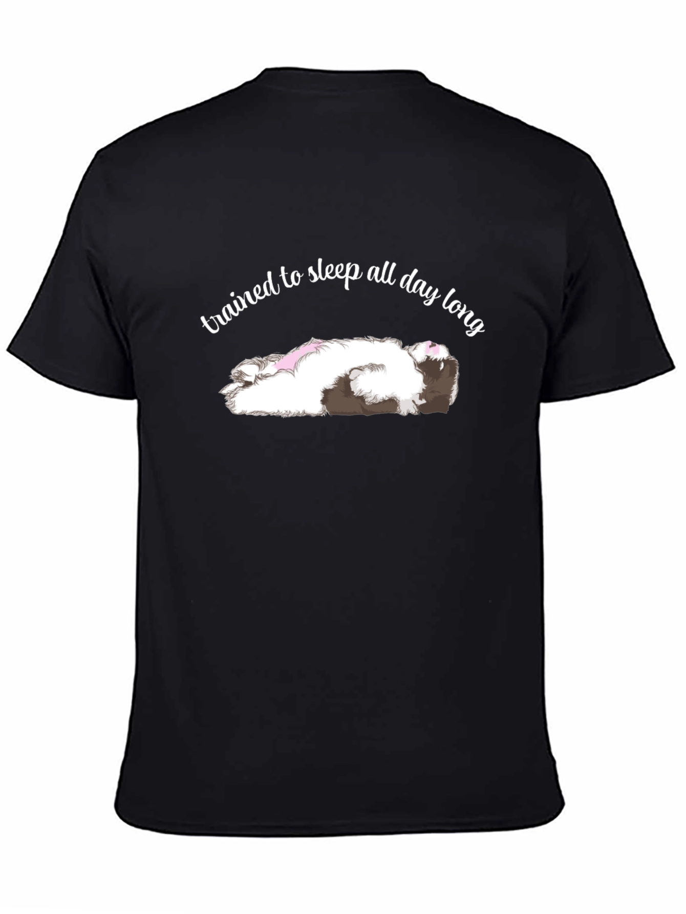 Trained to Sleep All Day Long Black T-Shirt
