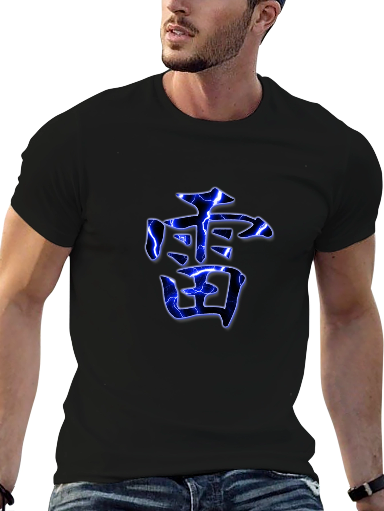 Electric Kanji Graphic Black T-Shirt