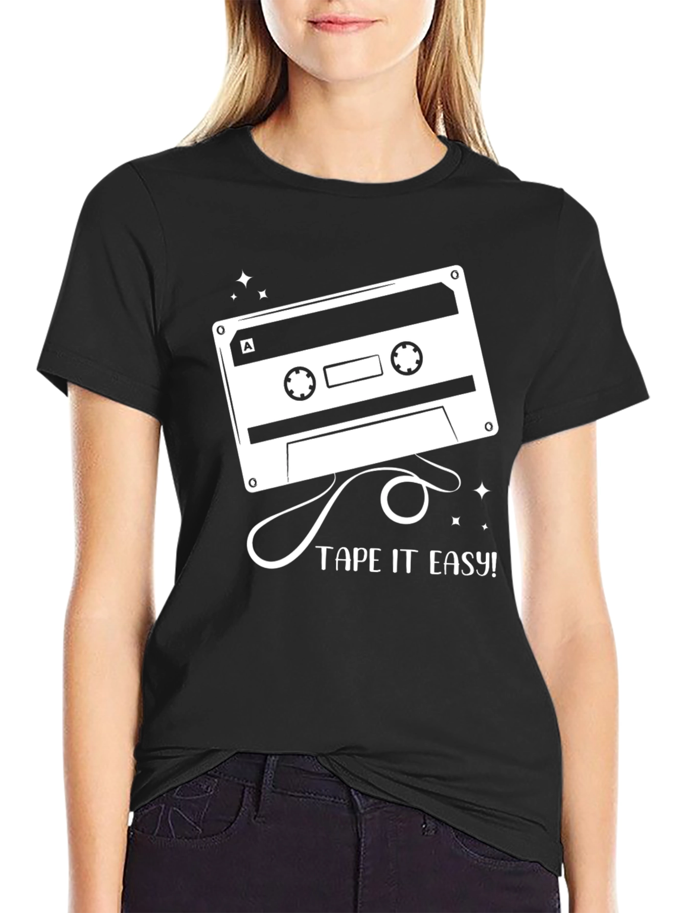Tape It Easy Graphic Tee - Retro Cassette Design