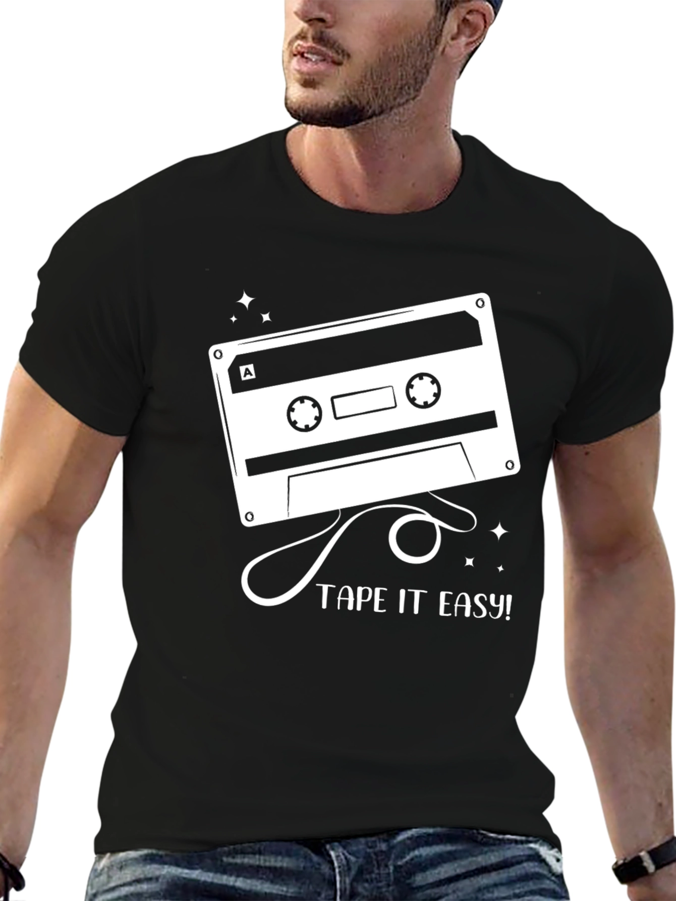 Tape It Easy Graphic Tee - Retro Cassette Design